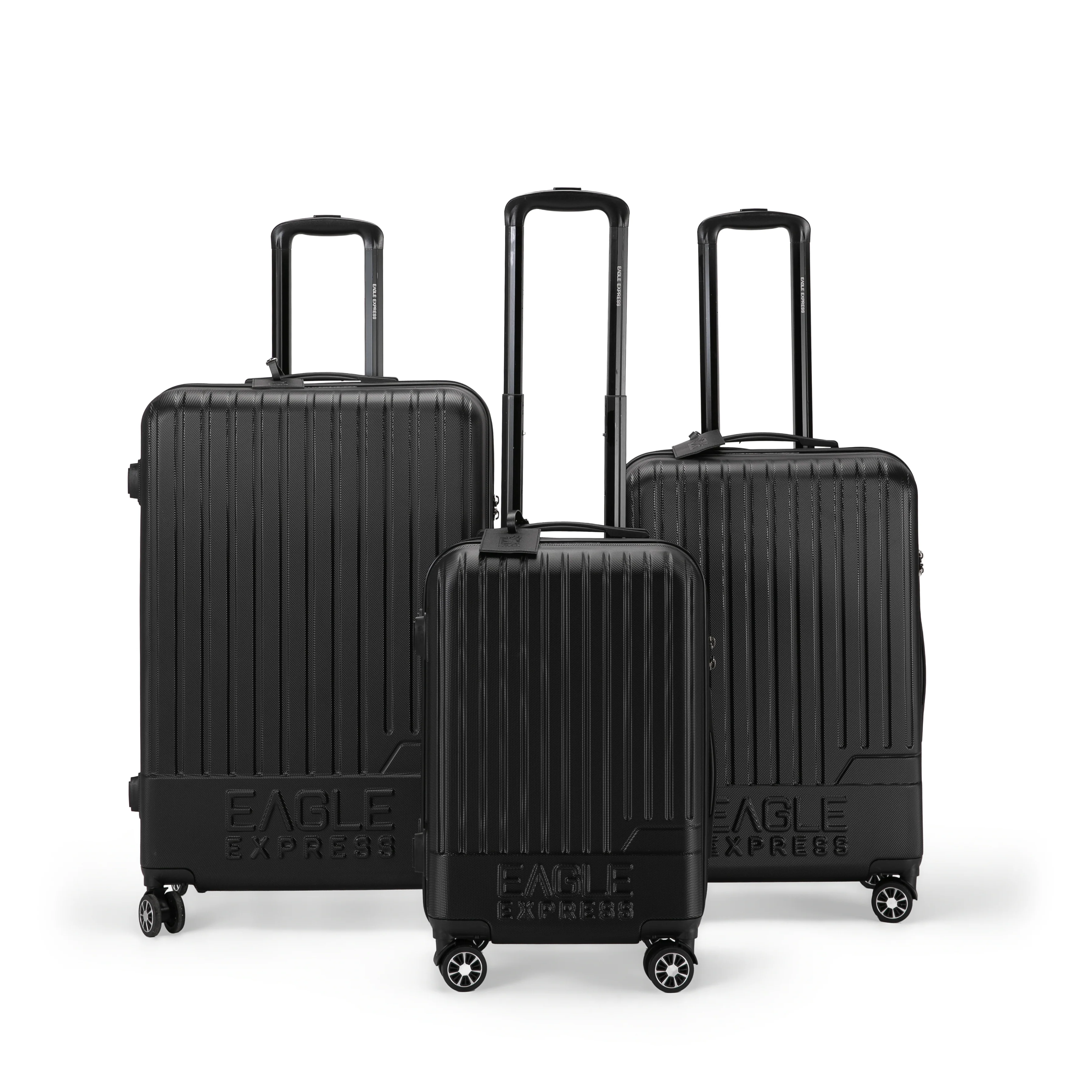 Eagle Express Fusion ABS Hard Trolley Lightweight Expandable Luggage Trolley 3 Piece Set - Black
