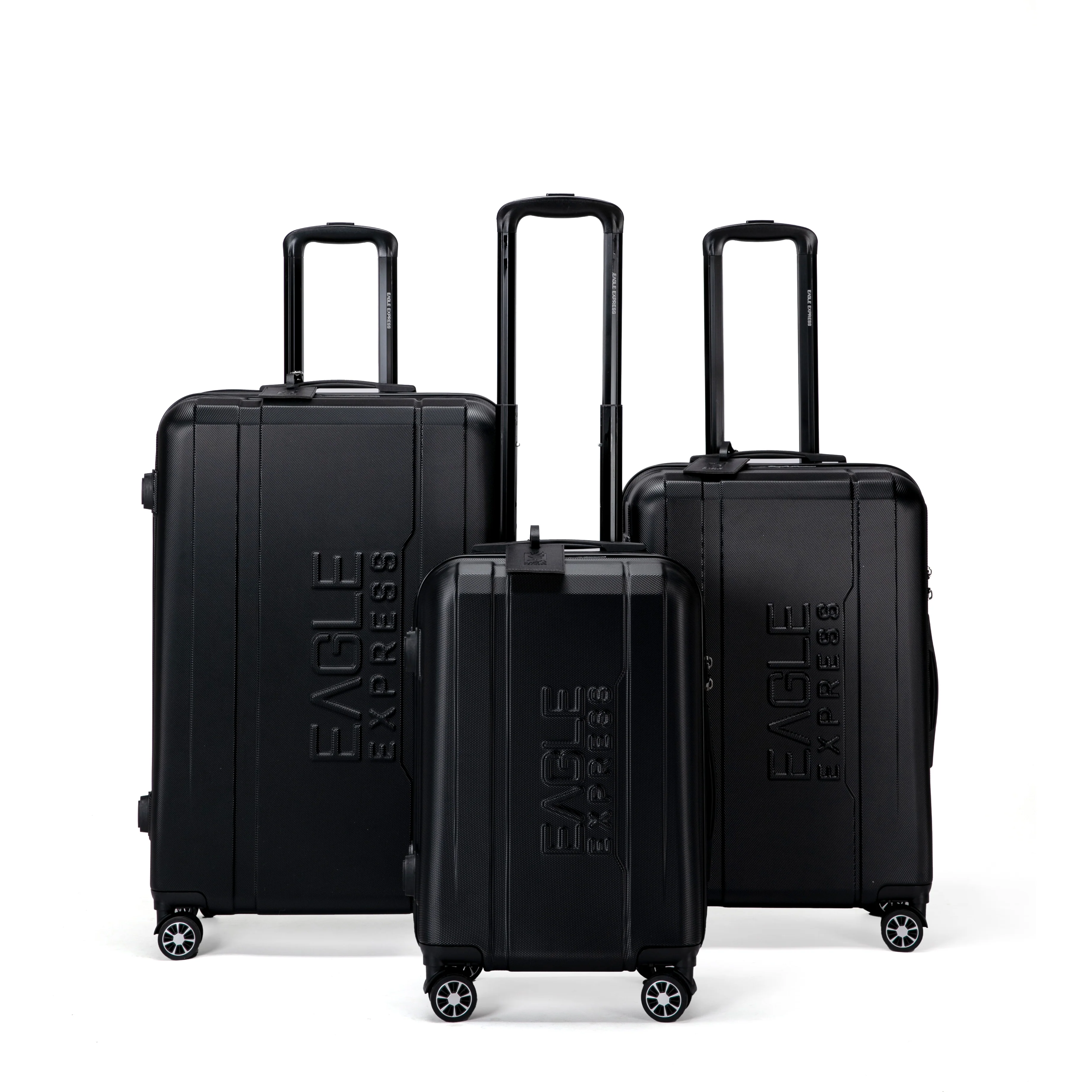 Eagle Express Patron ABS Hard Trolley Lightweight Expandable Luggage Trolley 3 Piece Set - Black