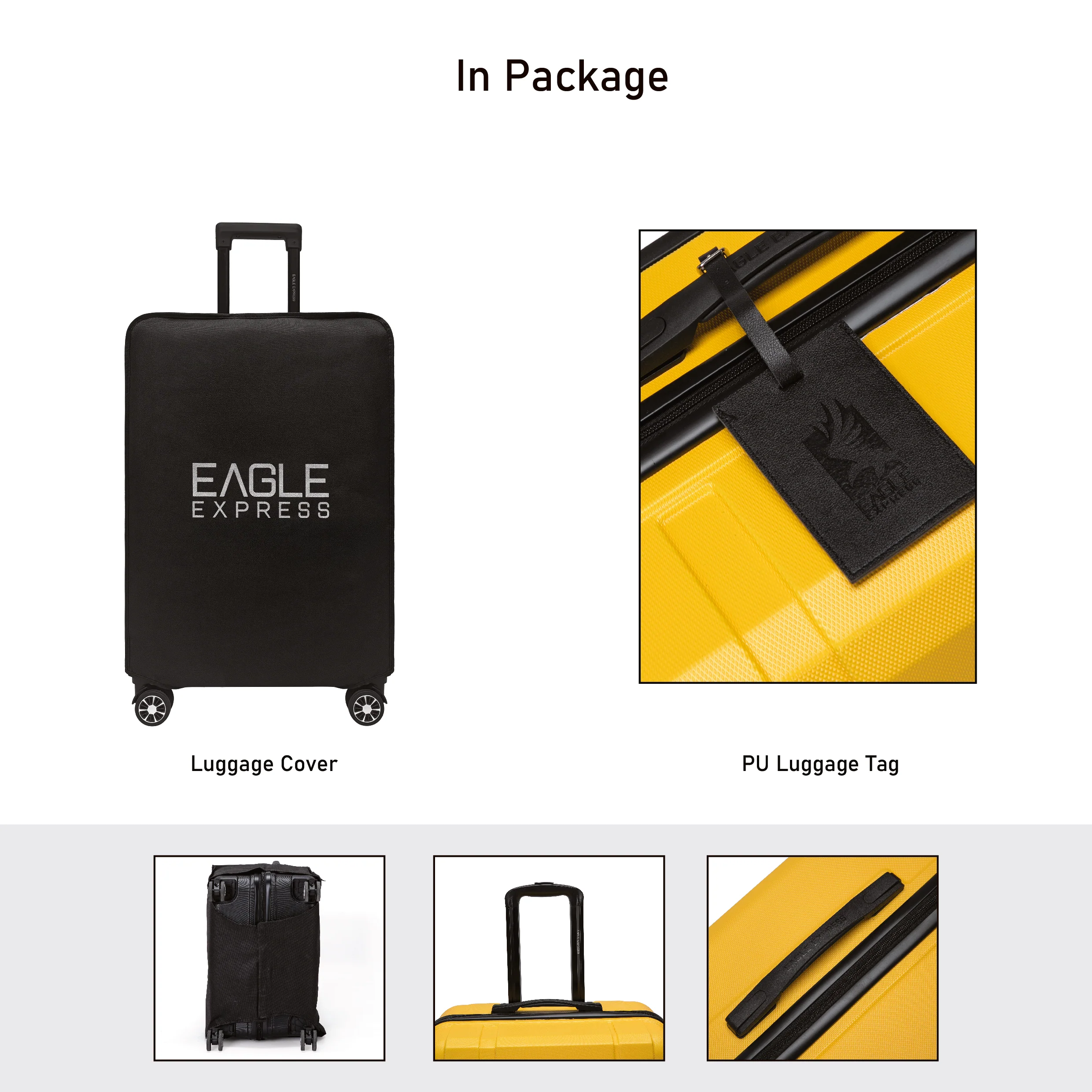 Eagle Express Patron ABS Hard Trolley Lightweight Expandable Luggage Trolley 3 Piece Set - Dark Yellow - Image 4
