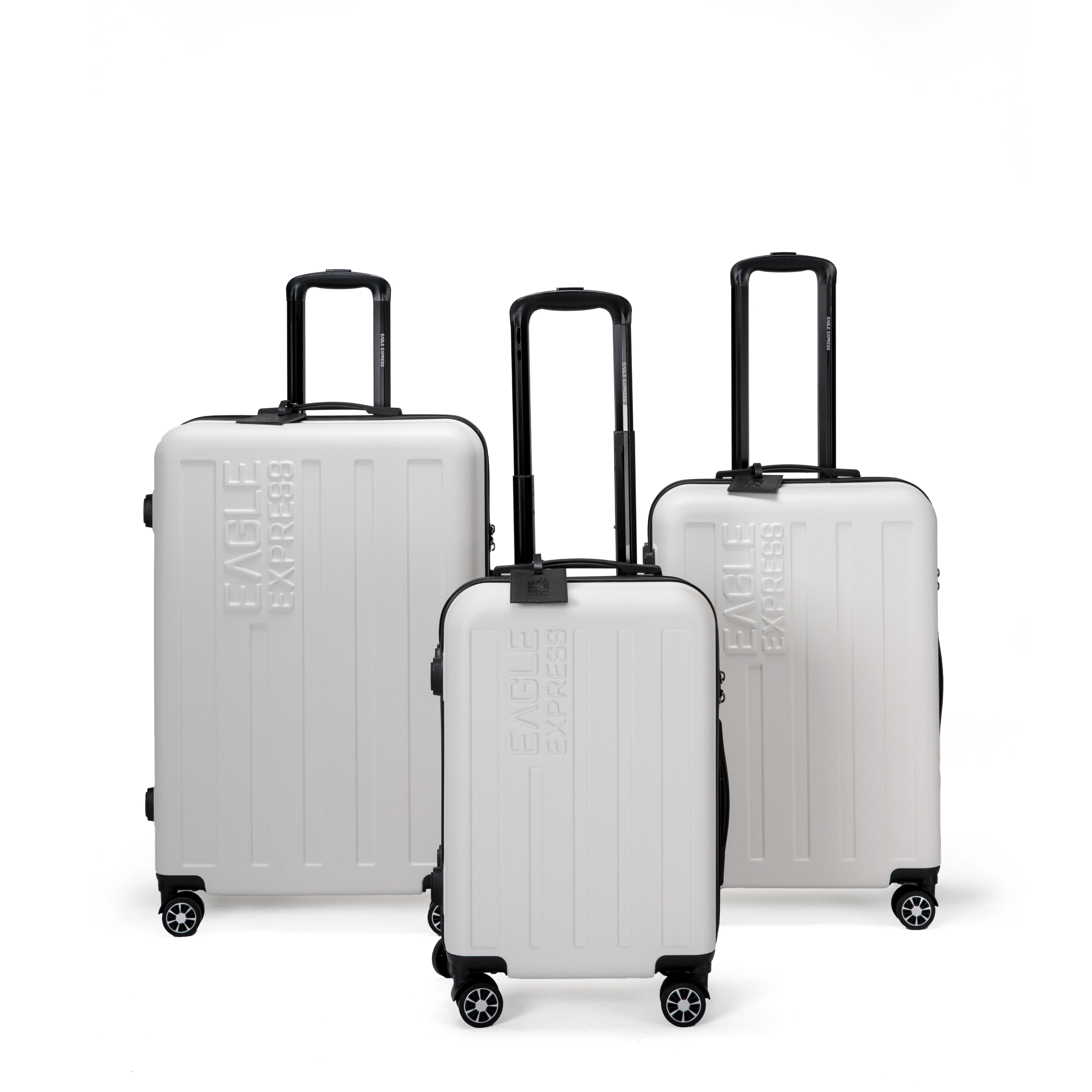Eagle Express Venture ABS Hard Trolley Lightweight Expandable Luggage Trolley 3 Piece Set - White