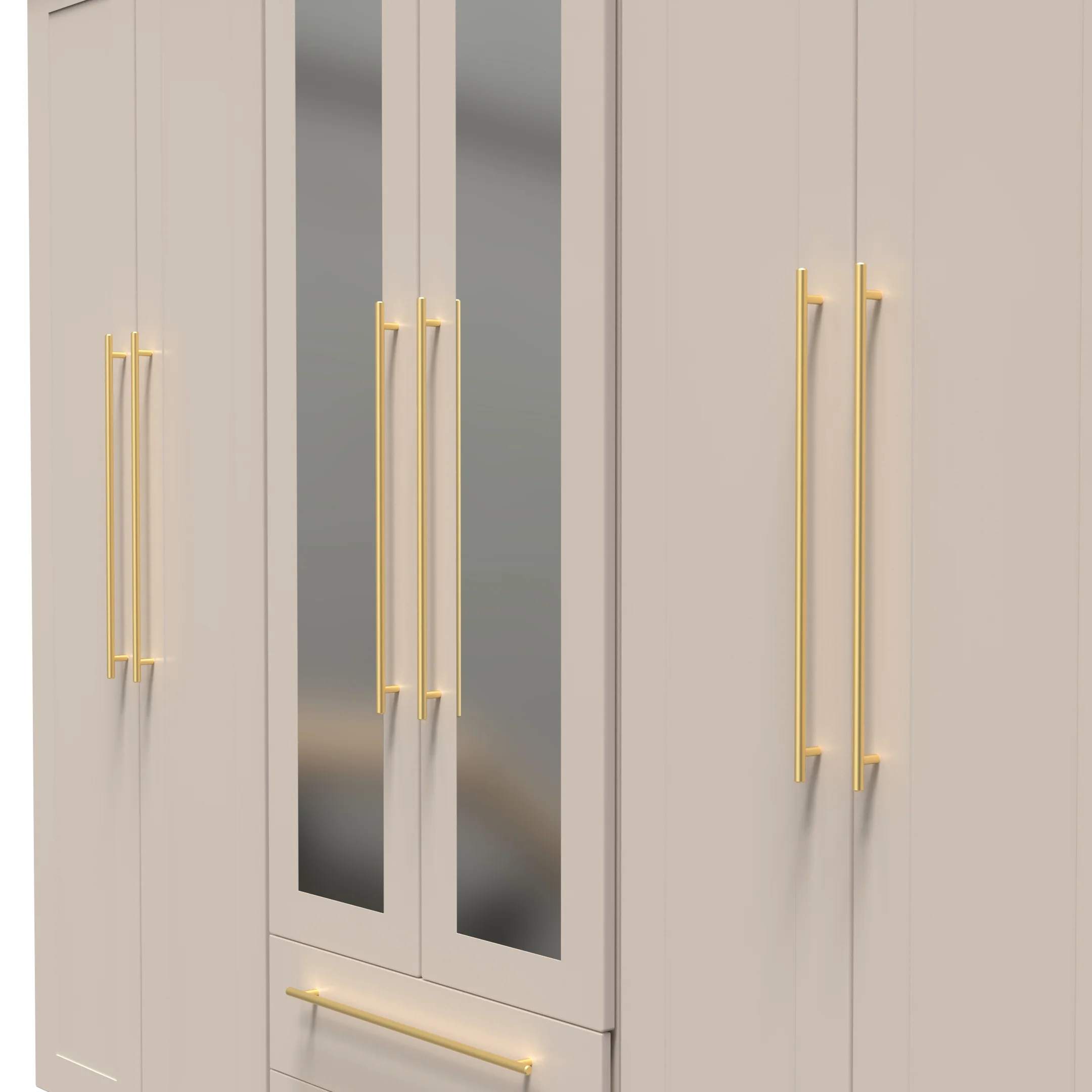 Ealing Ready Assembled Tall 6 Door 2 Drawer 2 Mirror Wardrobe in Kashmir Matt - Image 4