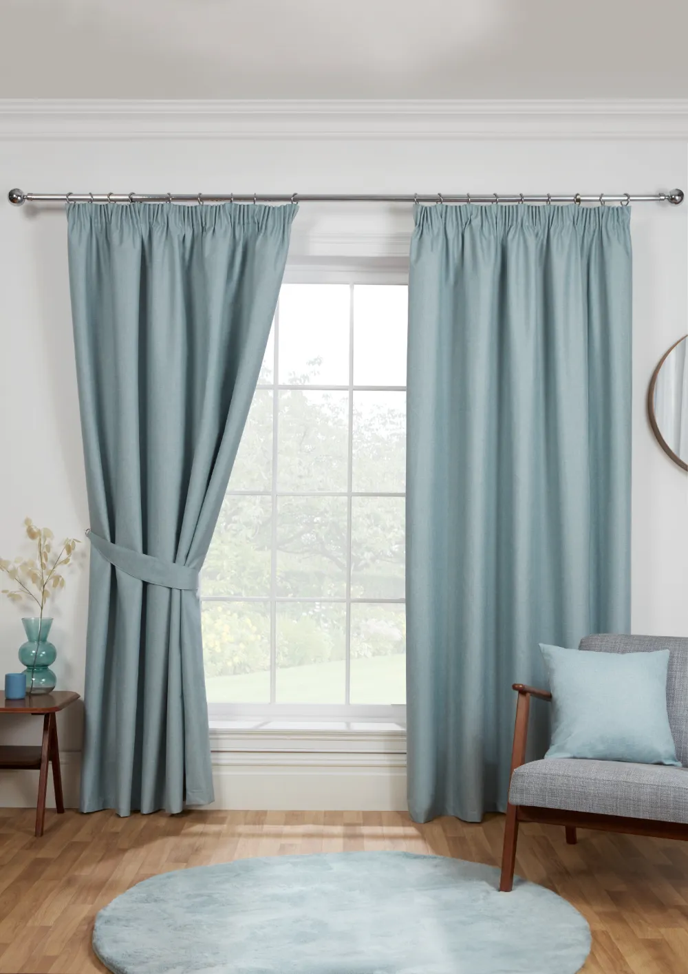 ECLIPSE DUCK EGG 3" PENCIL PLEAT CURTAINS