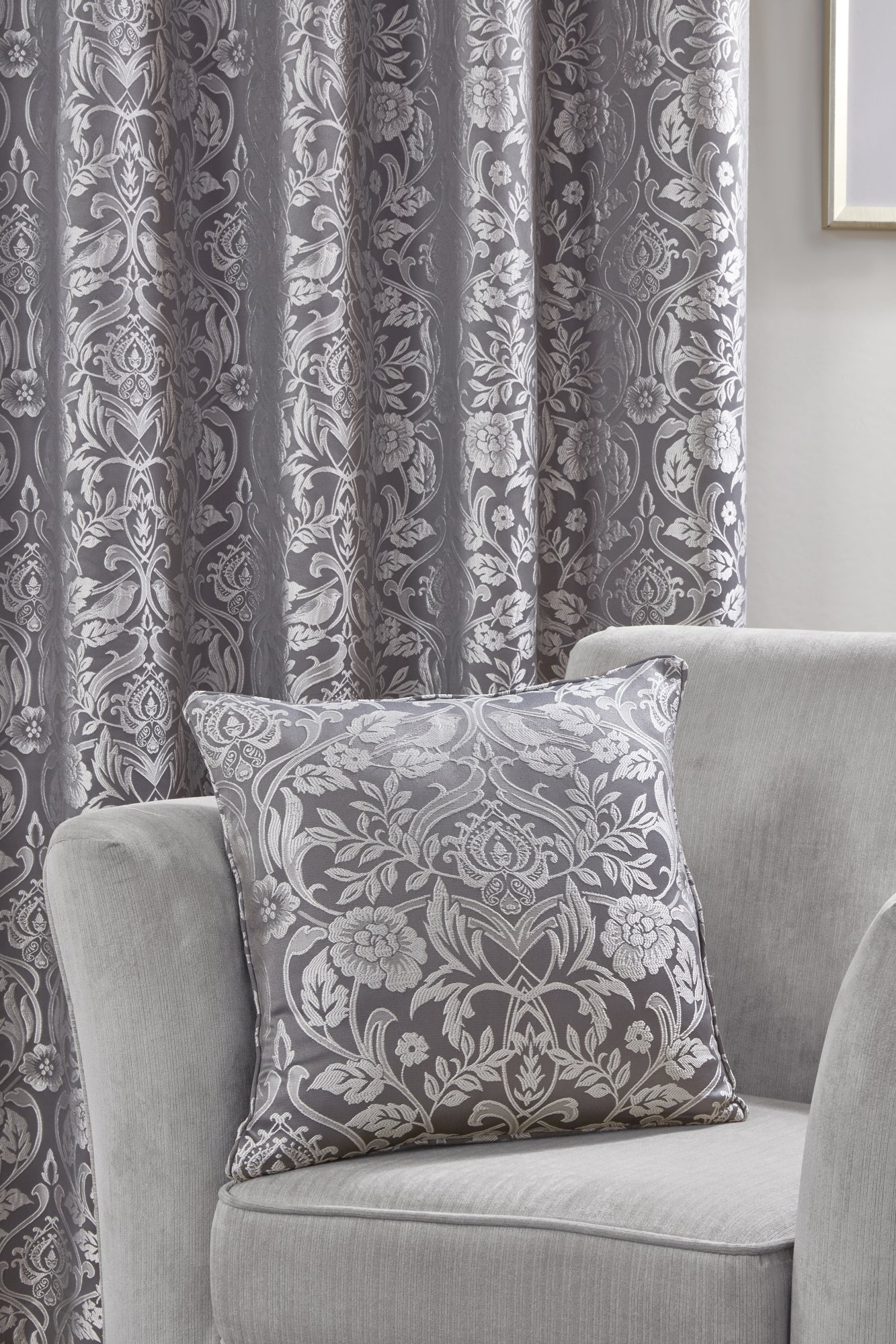 Eden - Jacquard Cushion Cover in Silver - Image 2