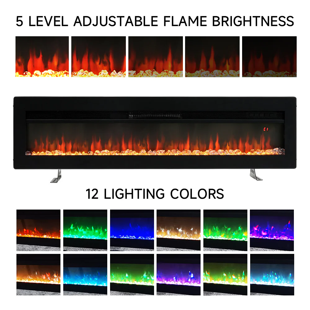 Electric Fireplace With Adjustable Flames, Wall Mounted Or Freestanding - Image 6