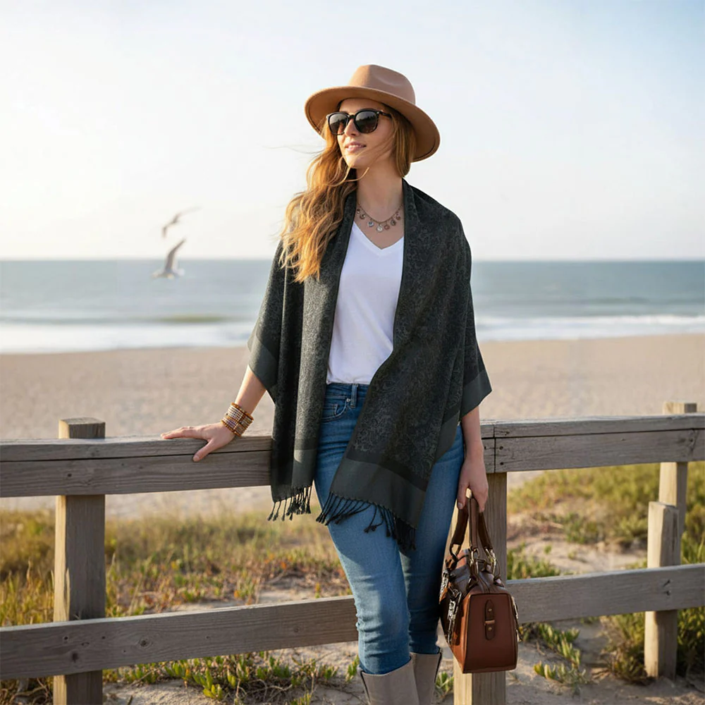 Elegant Jacquard Faux Cashmere Scarf Shawl - Image 2