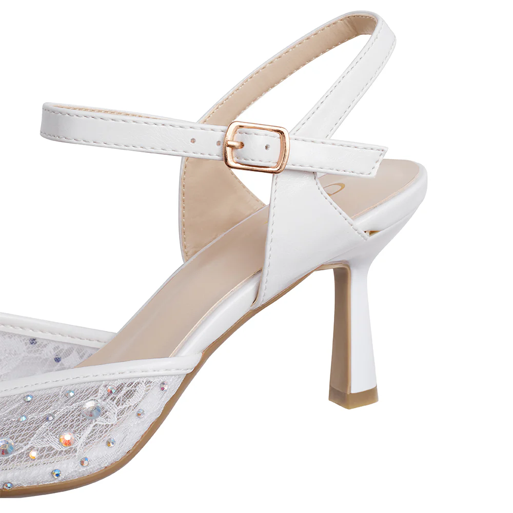 Elegant Slingback Stiletto Heels - White - Image 5