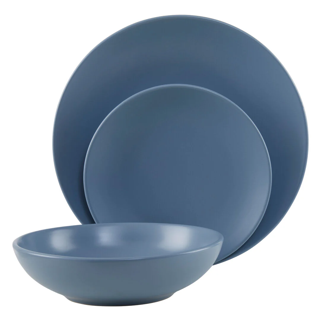 Elmira Twelve Piece Blue Stoneware Dinner Set