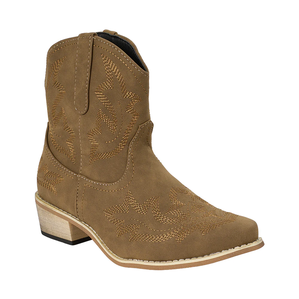 Embroidered Pointed Toe Cowboy Ankle Boots with Block Heel - Image 5