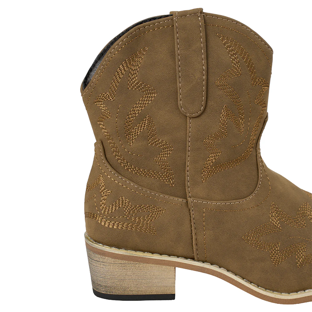 Embroidered Pointed Toe Cowboy Ankle Boots with Block Heel - Image 7