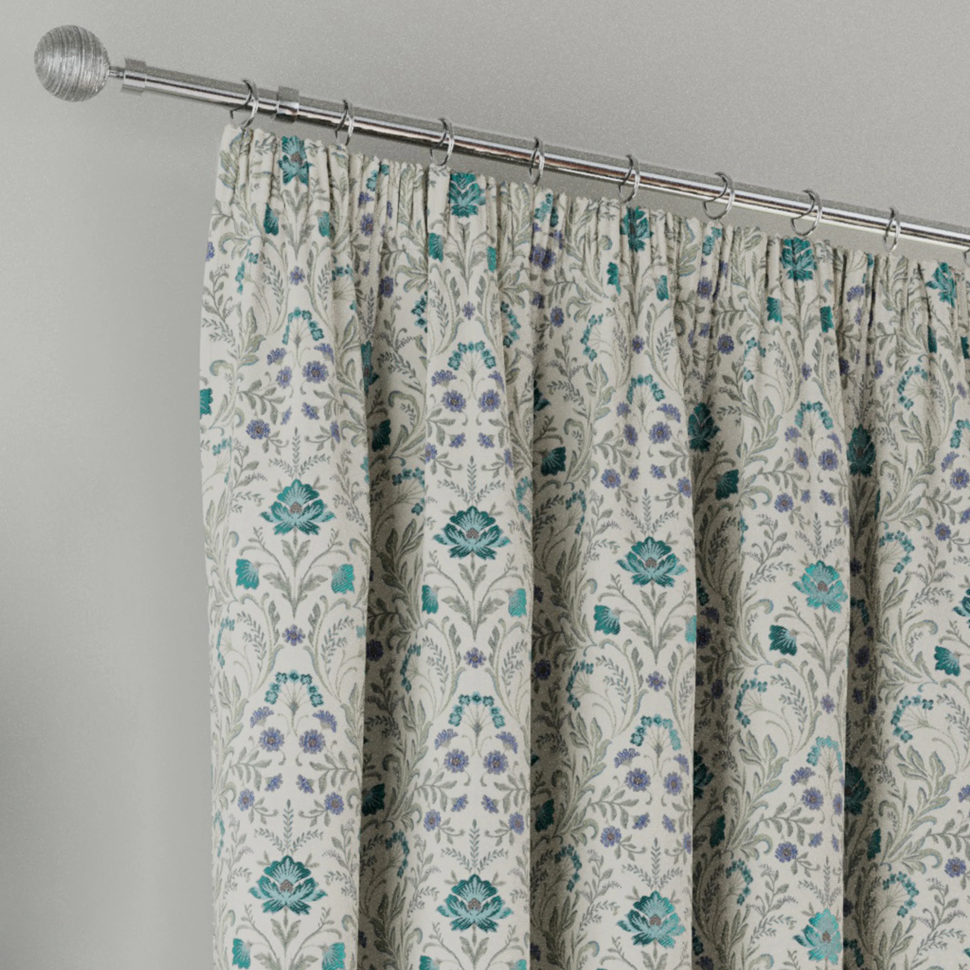 Enhanced Living Blue Floral, 100% Blackout, Thermal Curtains with Tape Top Header - Pair - Image 3
