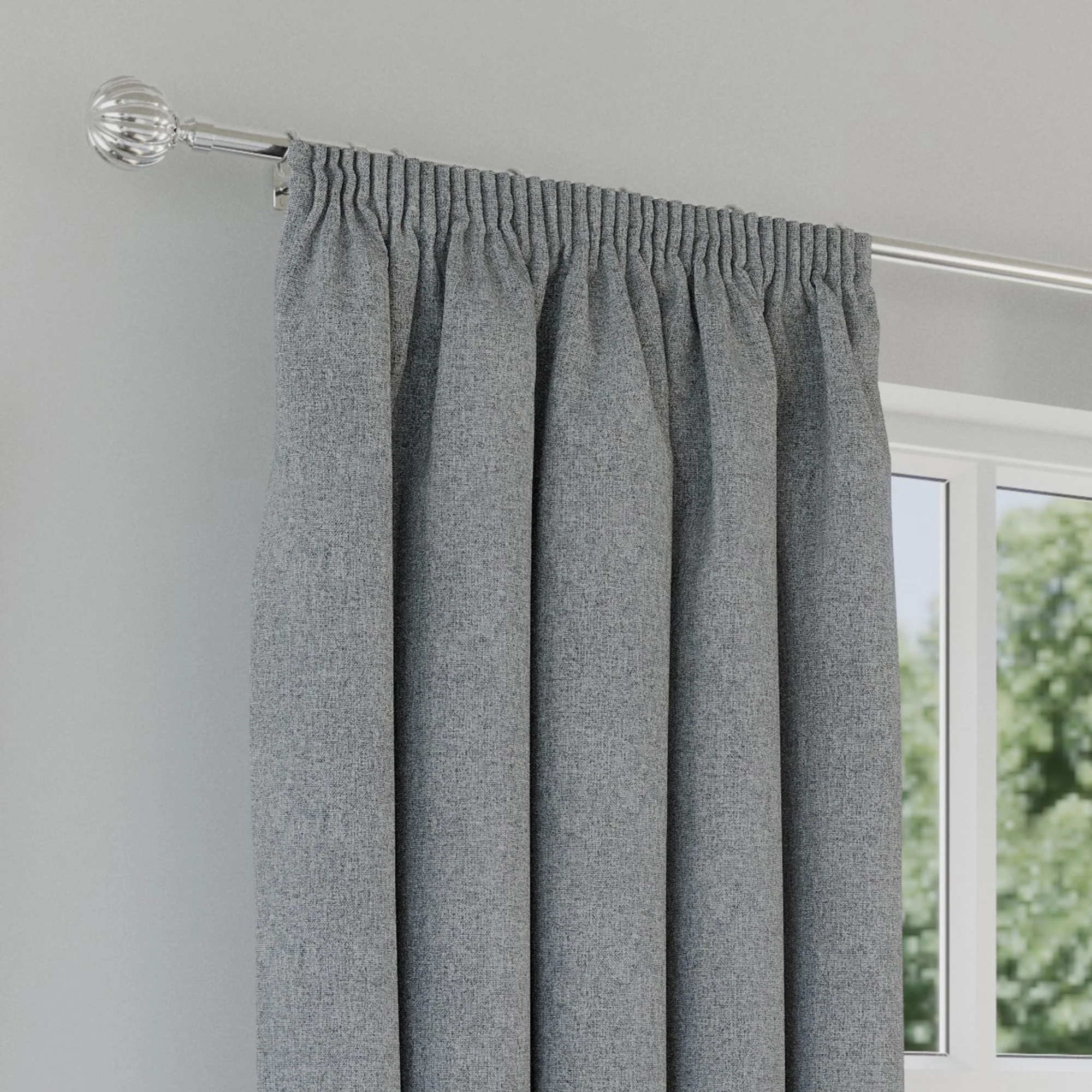 Enhanced Living Dallas 100% Blackout Thermal Grey Curtains With 3" Tape Top Header - Pair - Image 3