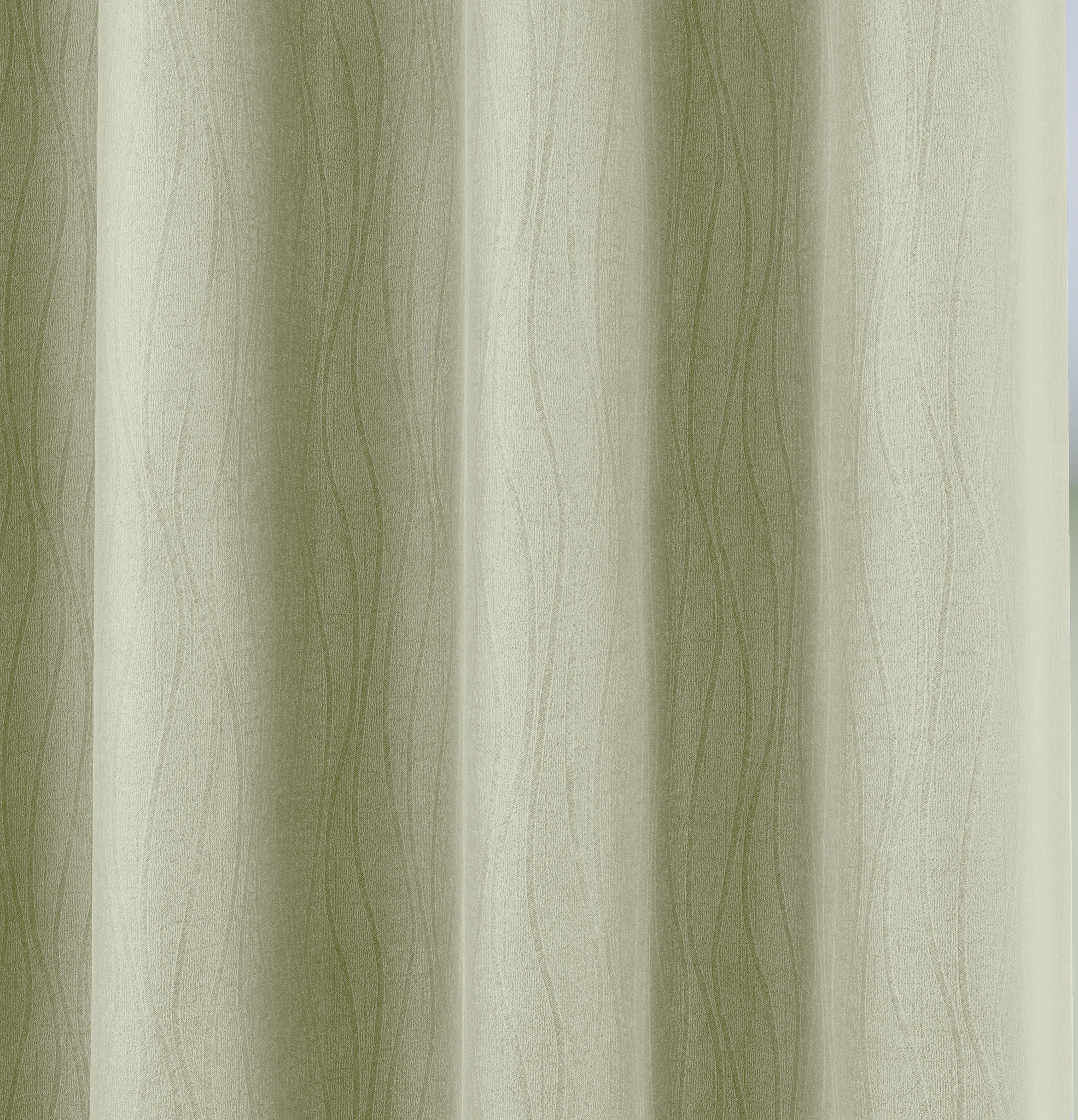 Enhanced Living Goodwood Green Thermal, Energy Saving, Dimout Eyelet Curtains with Wave Pattern - Pair - Image 4