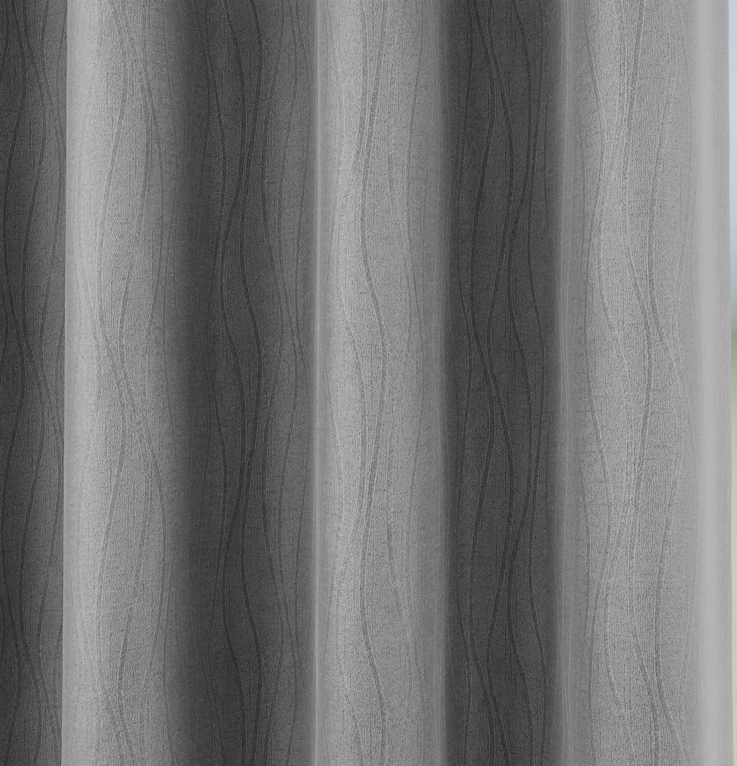 Enhanced Living Goodwood Silver Thermal, Energy Saving, Dimout Eyelet Curtains with Wave Pattern - Pair - Image 4
