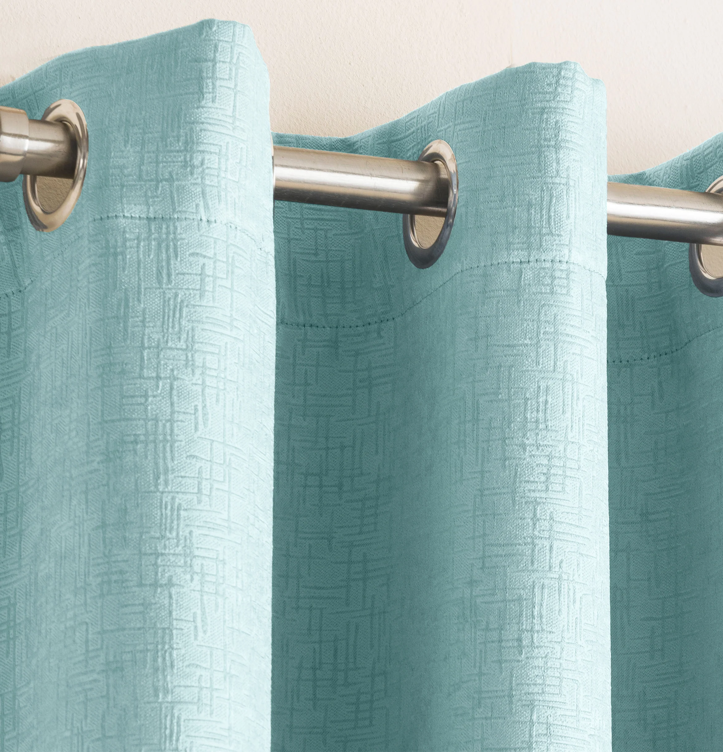 Enhanced Living Vogue Sky Blue Eyelet Thermal Noise Reducing Dim Out Curtains - Pair - Image 3