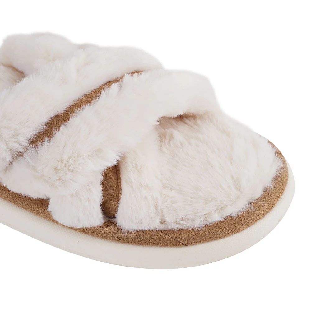 EVA Cross-Band Open Toe Fuzzy Slippers - Image 6
