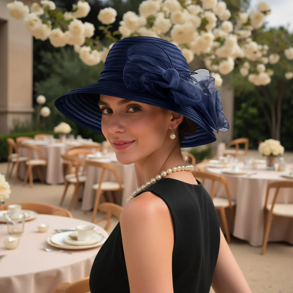 Floral Organza Wide-brim Sun Hat - Image 11