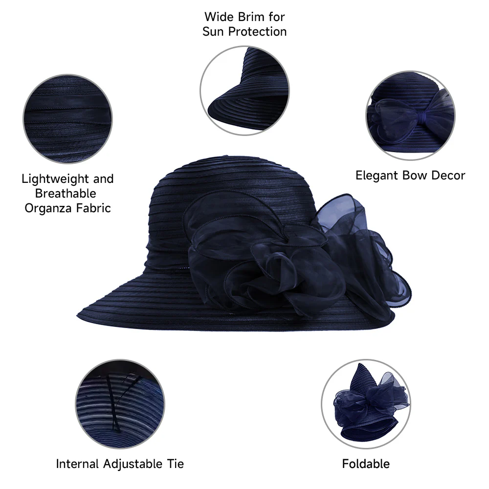Floral Organza Wide-brim Sun Hat - Image 12