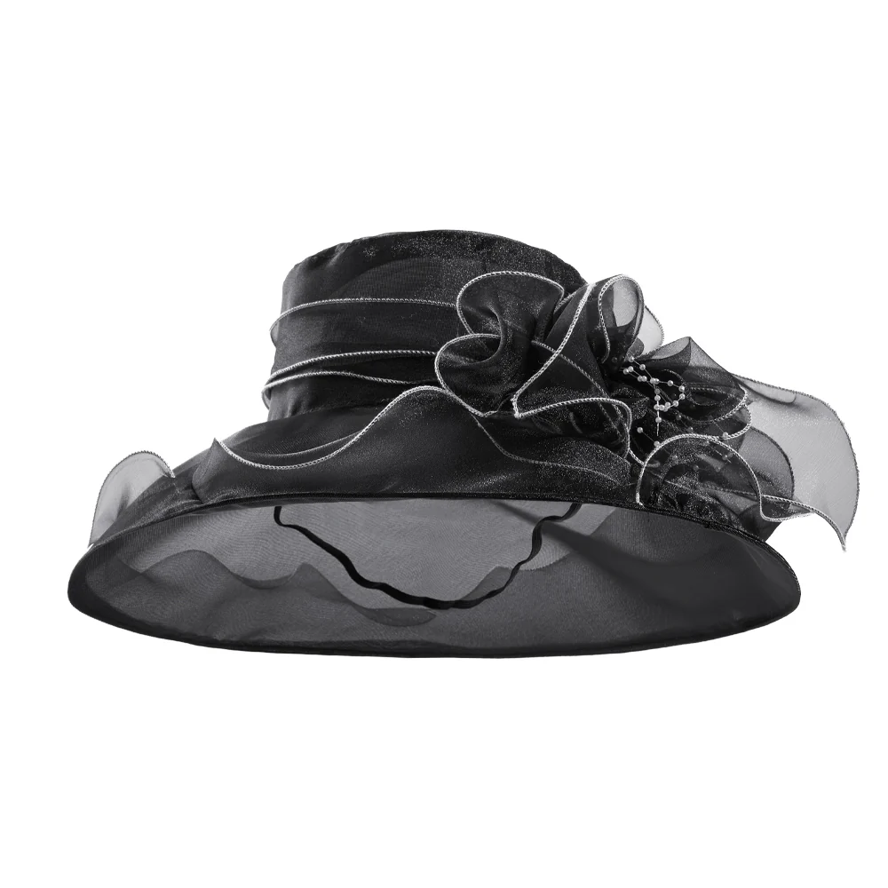 Floral Organza Wide-brim Sun Hat - Image 17
