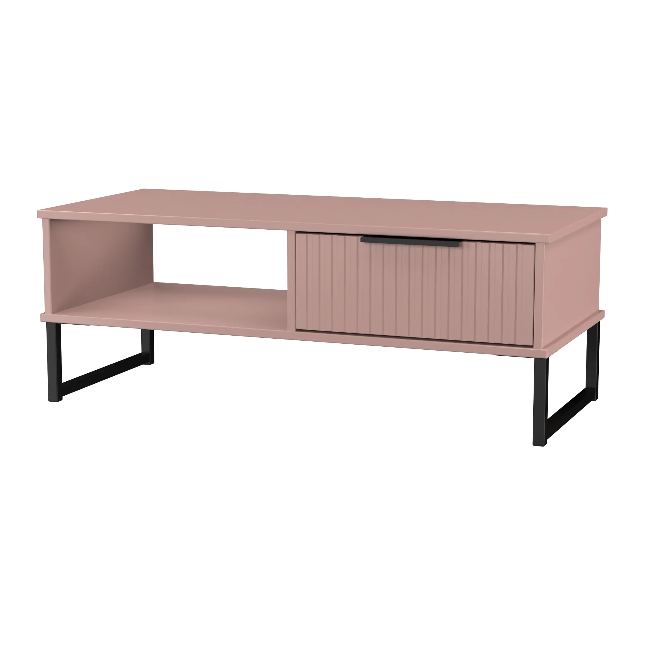 Fluted 1 Drawer Coffee Table in Kobe Pink - Ready Assembled - Image 4