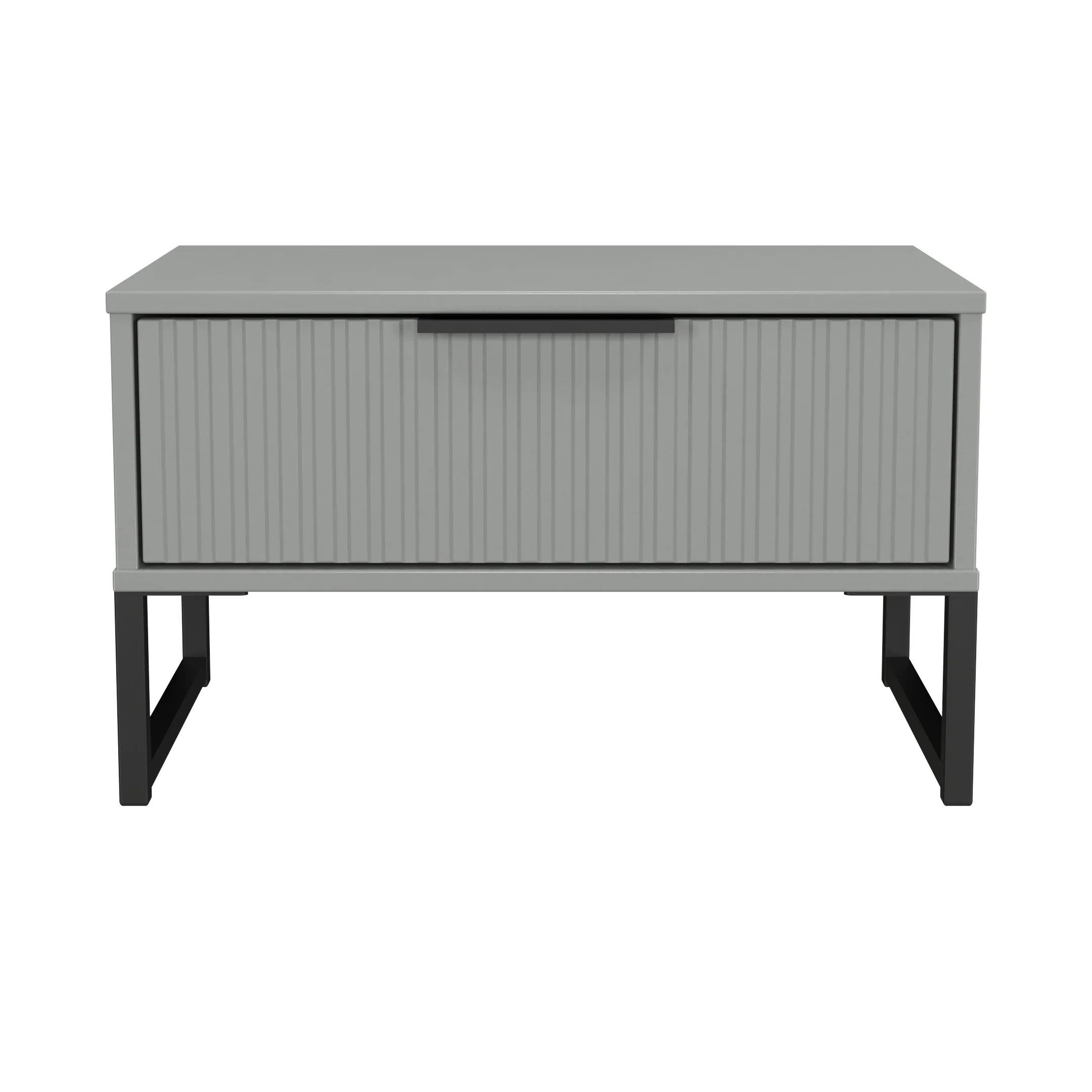 Fluted 1 Drawer Wide Side Table in Dusk Grey - Ready Assembled - Image 2