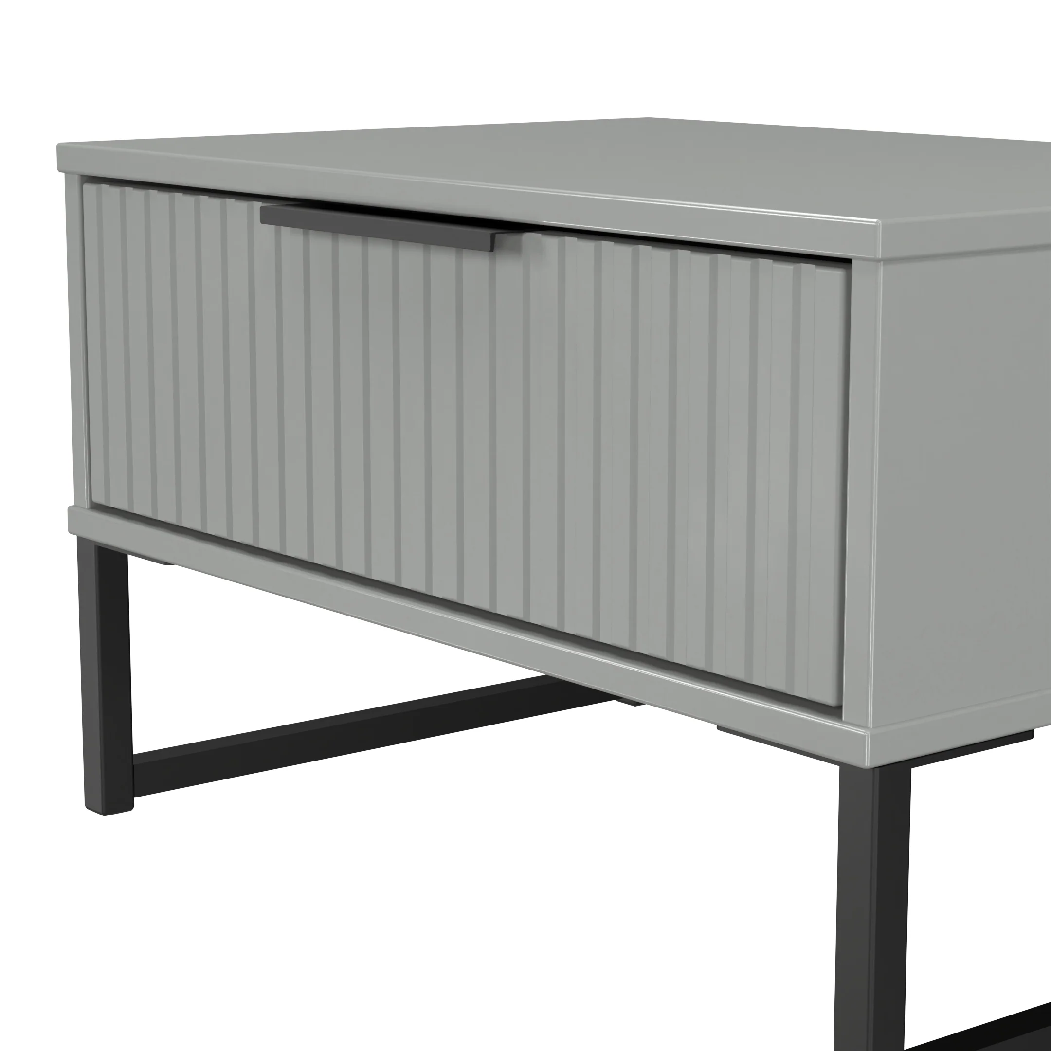 Fluted 1 Drawer Wide Side Table in Dusk Grey - Ready Assembled - Image 5