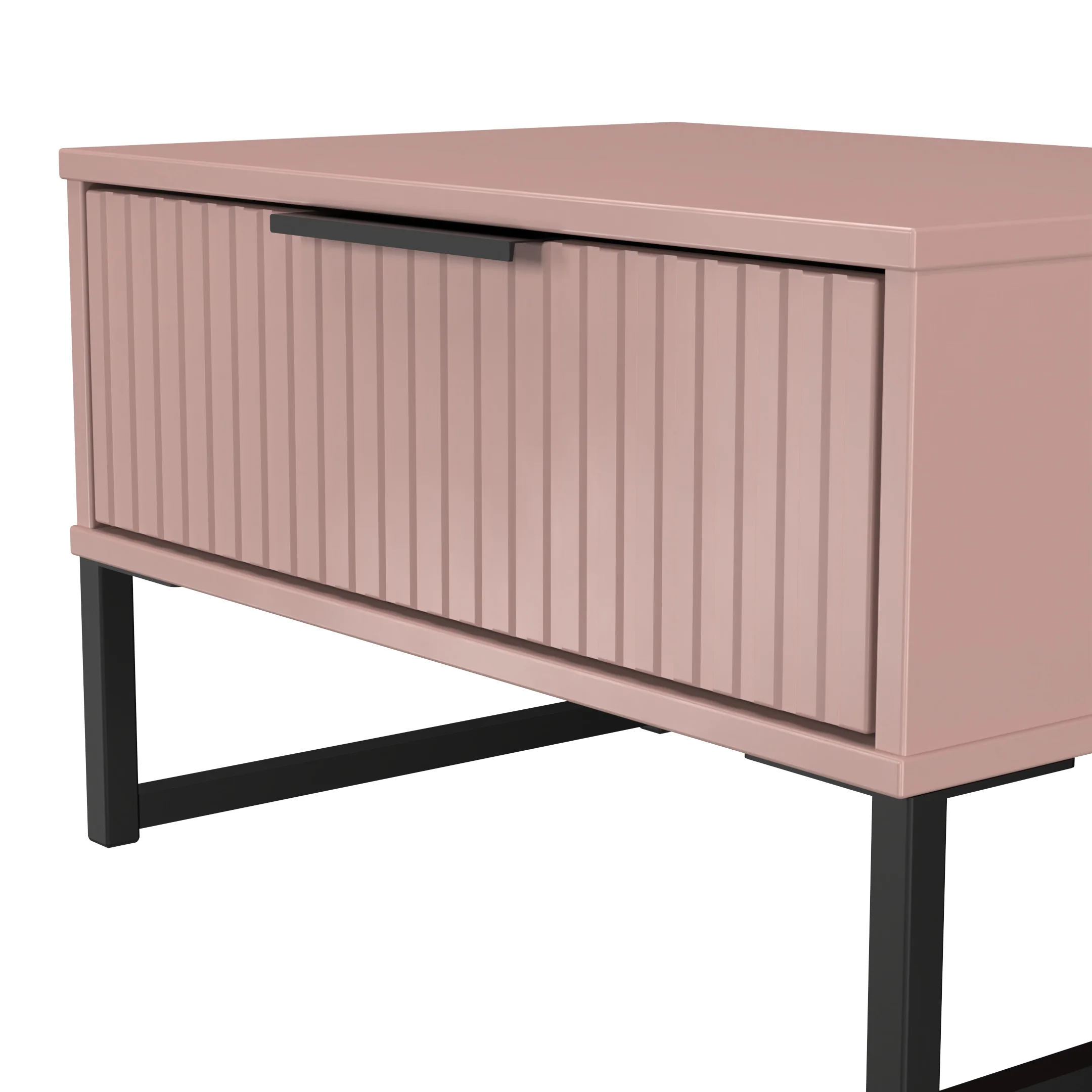 Fluted 1 Drawer Wide Side Table in Kobe Pink - Ready Assembled - Image 5