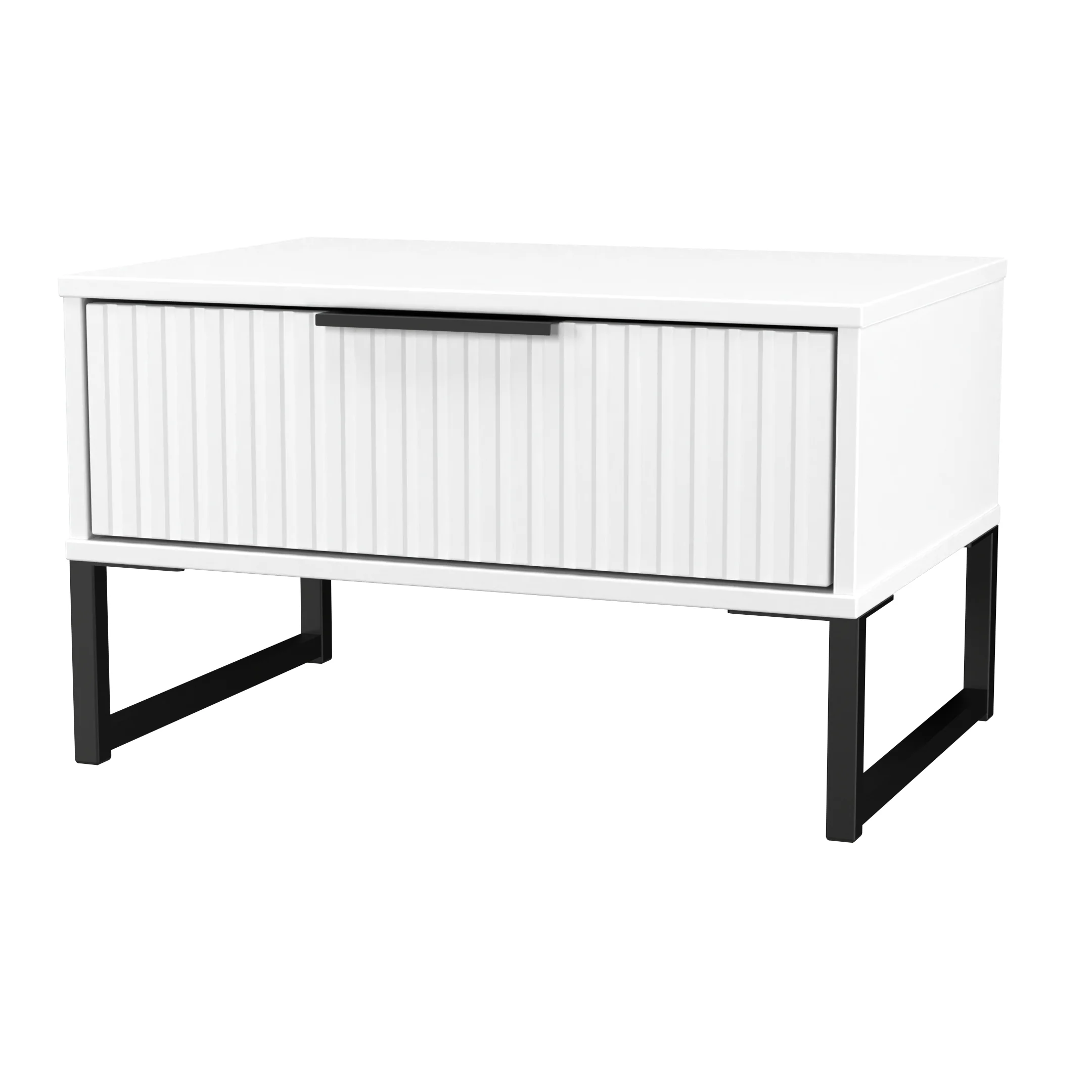 Fluted 1 Drawer Wide Side Table in White Matt - Ready Assembled - Image 4