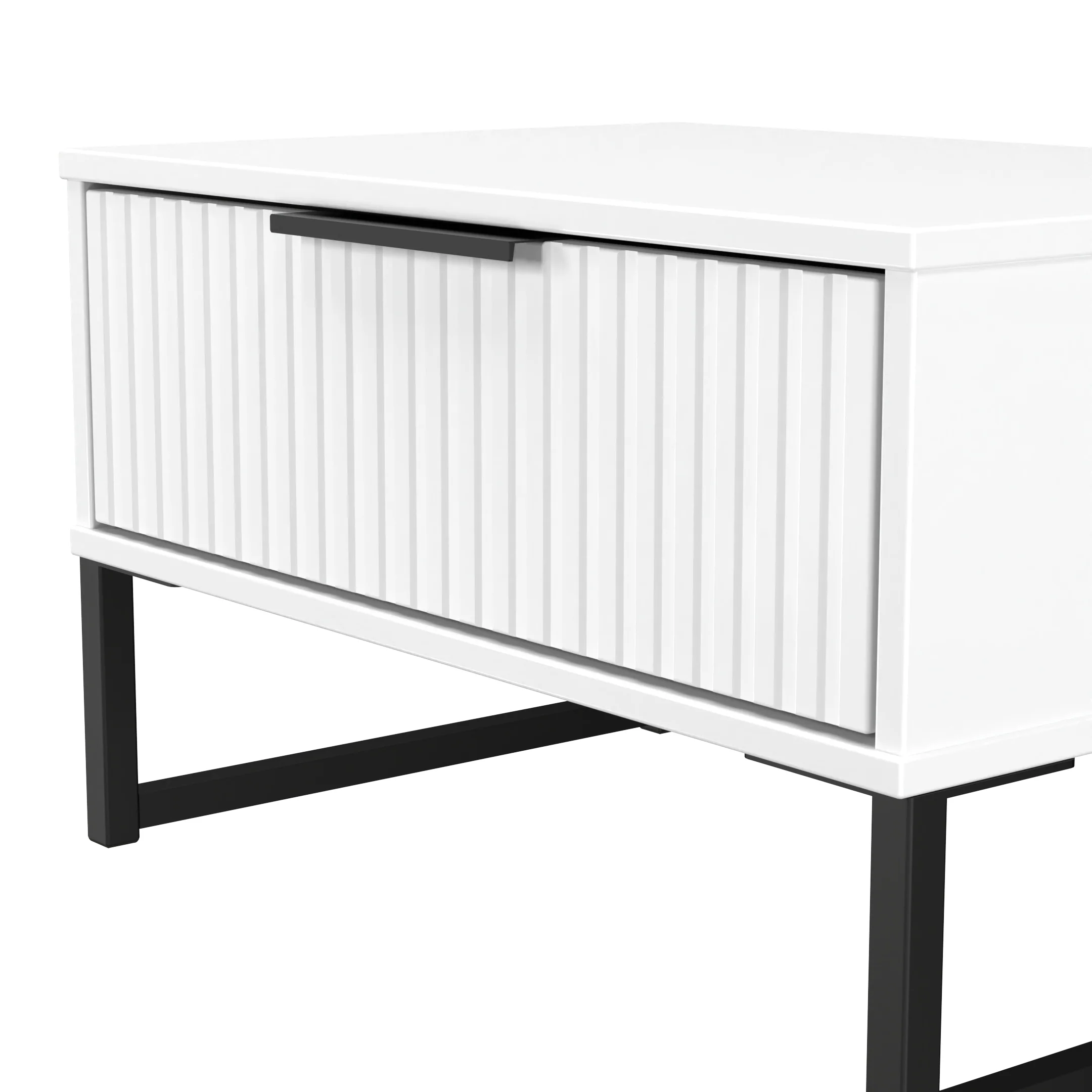 Fluted 1 Drawer Wide Side Table in White Matt - Ready Assembled - Image 5