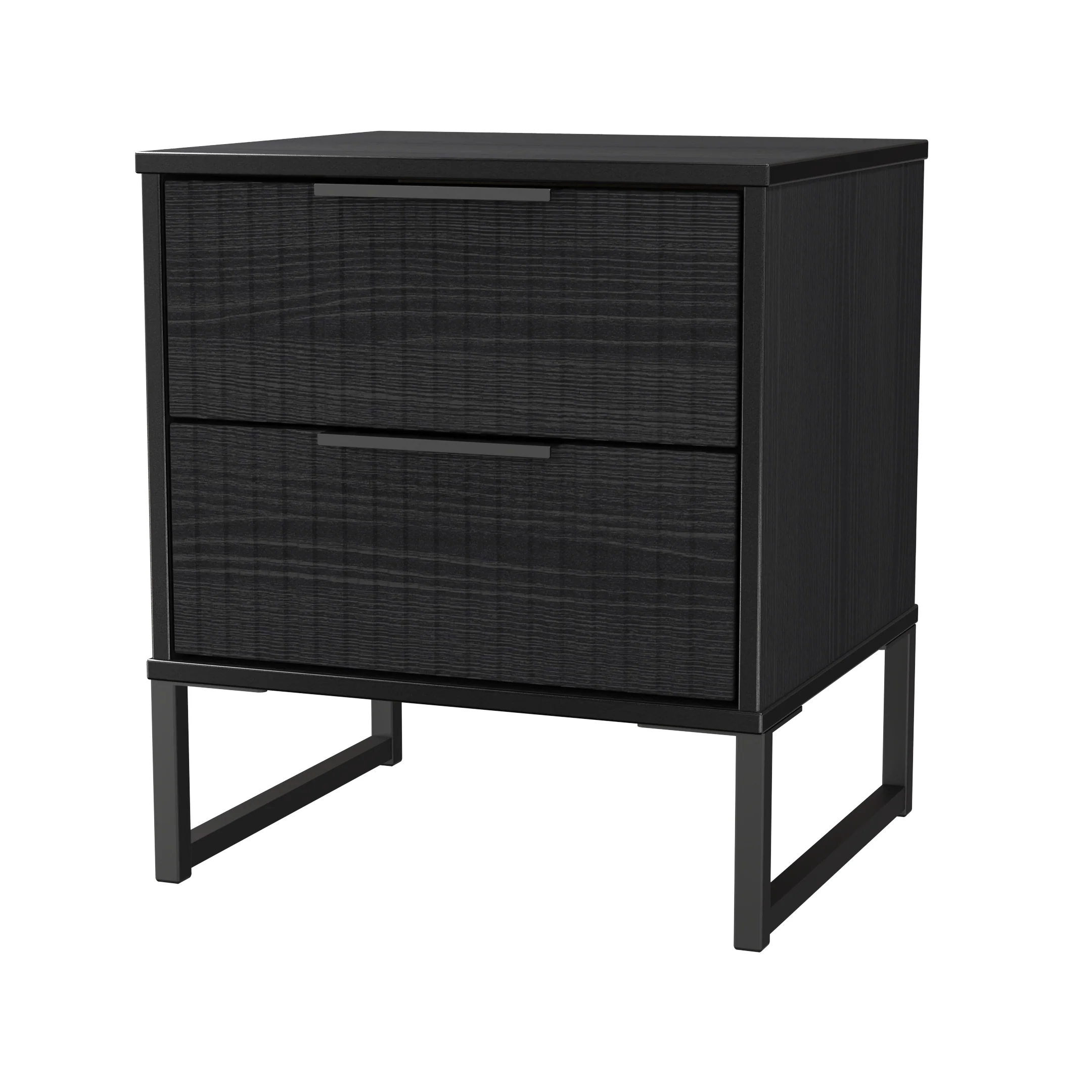 Fluted 2 Drawer Bedside in Black Ash - Ready Assembled - Image 4
