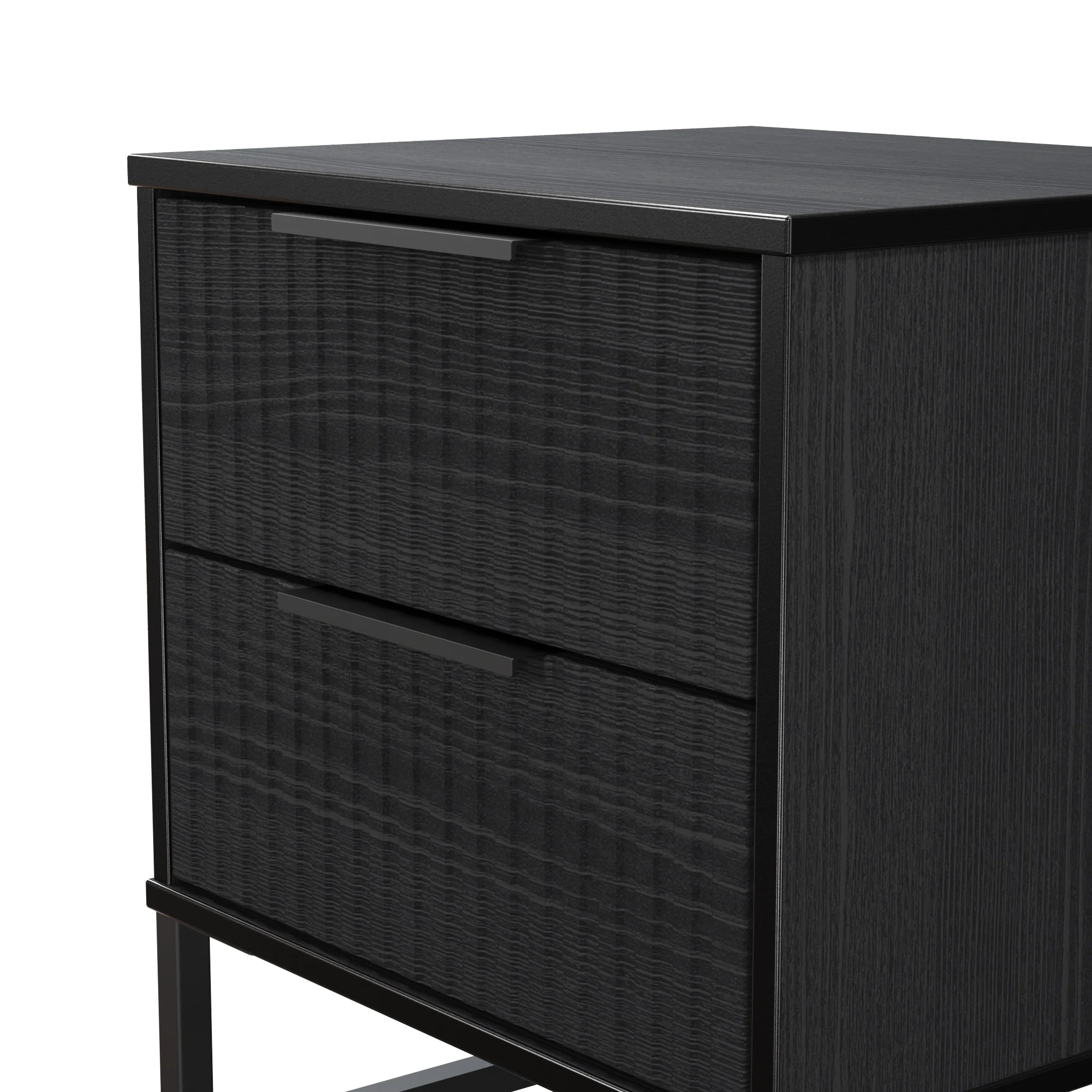 Fluted 2 Drawer Bedside in Black Ash - Ready Assembled - Image 5