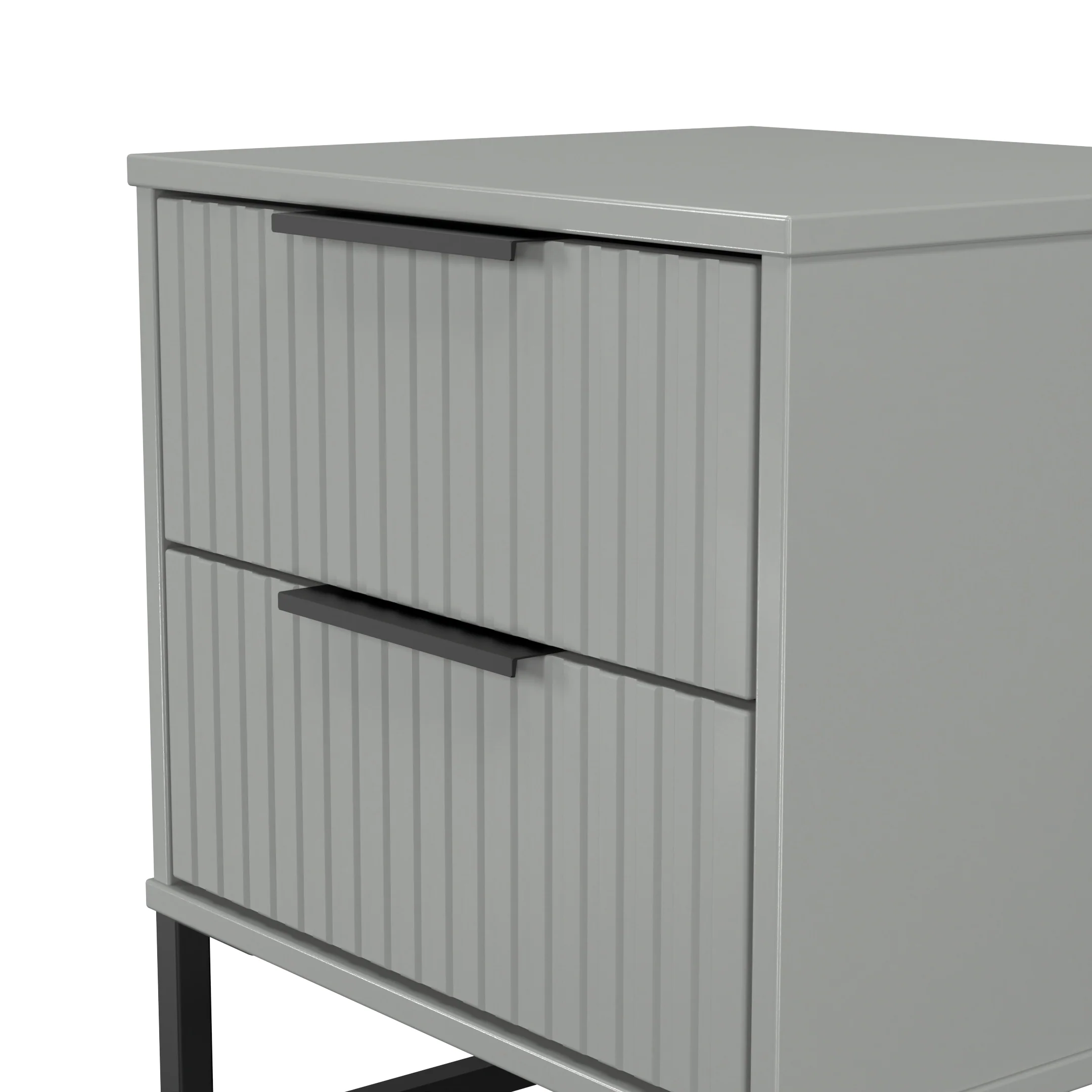 Fluted 2 Drawer Bedside in Dusk Grey - Ready Assembled - Image 5