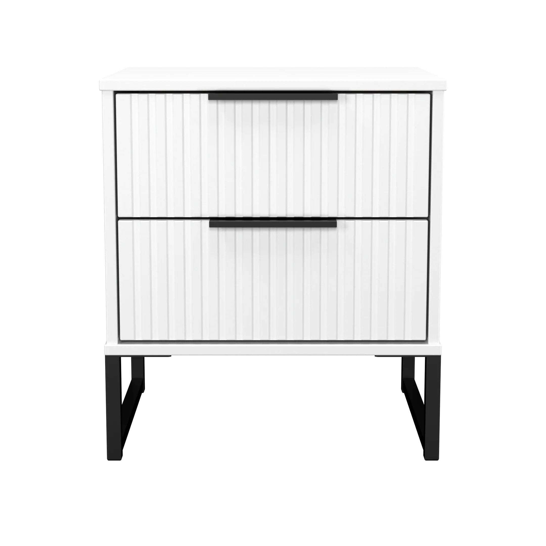 Fluted 2 Drawer Bedside in White Matt - Ready Assembled - Image 2