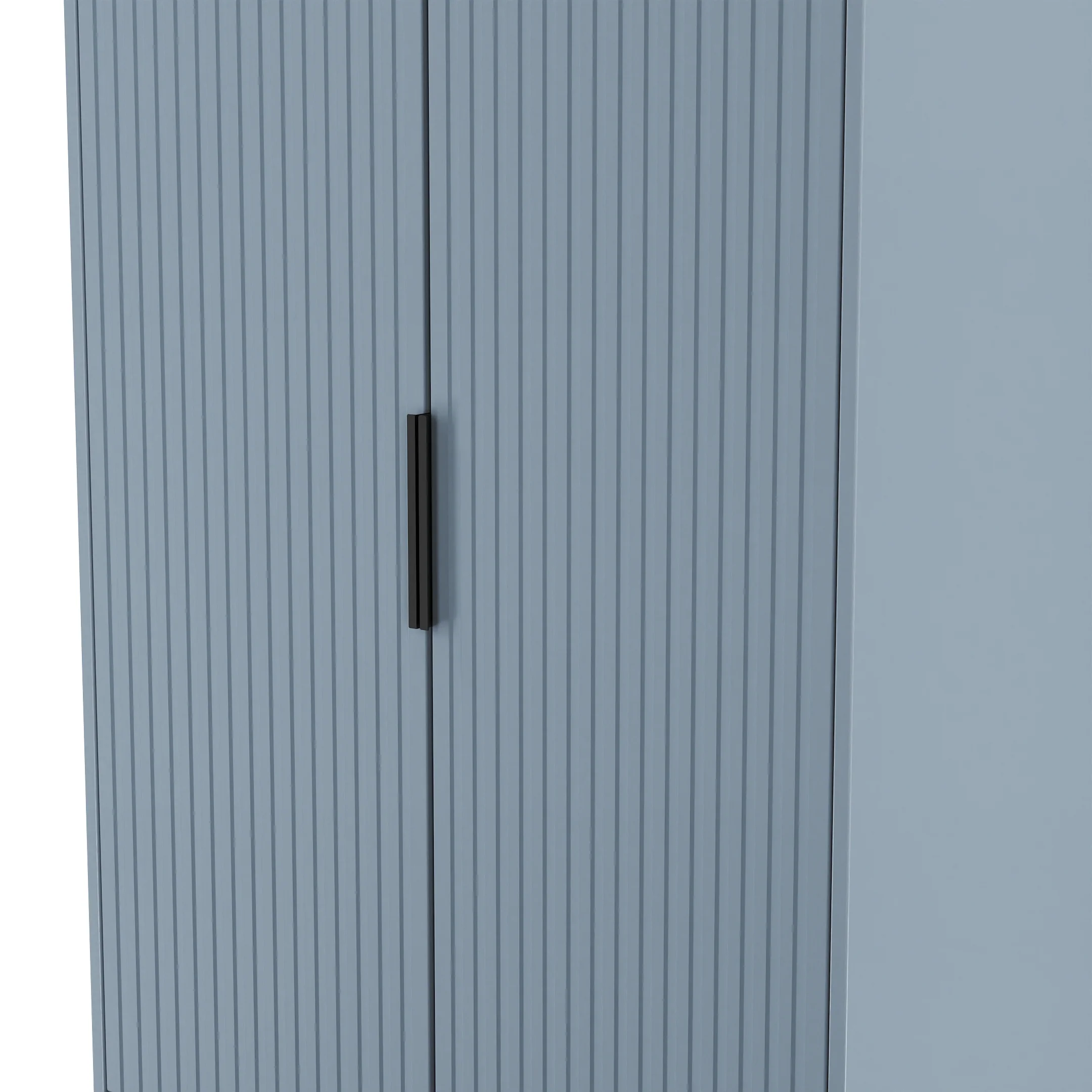 Fluted 2 Drawer Double Wardrobe in Denim Blue - Ready Assembled - Image 5