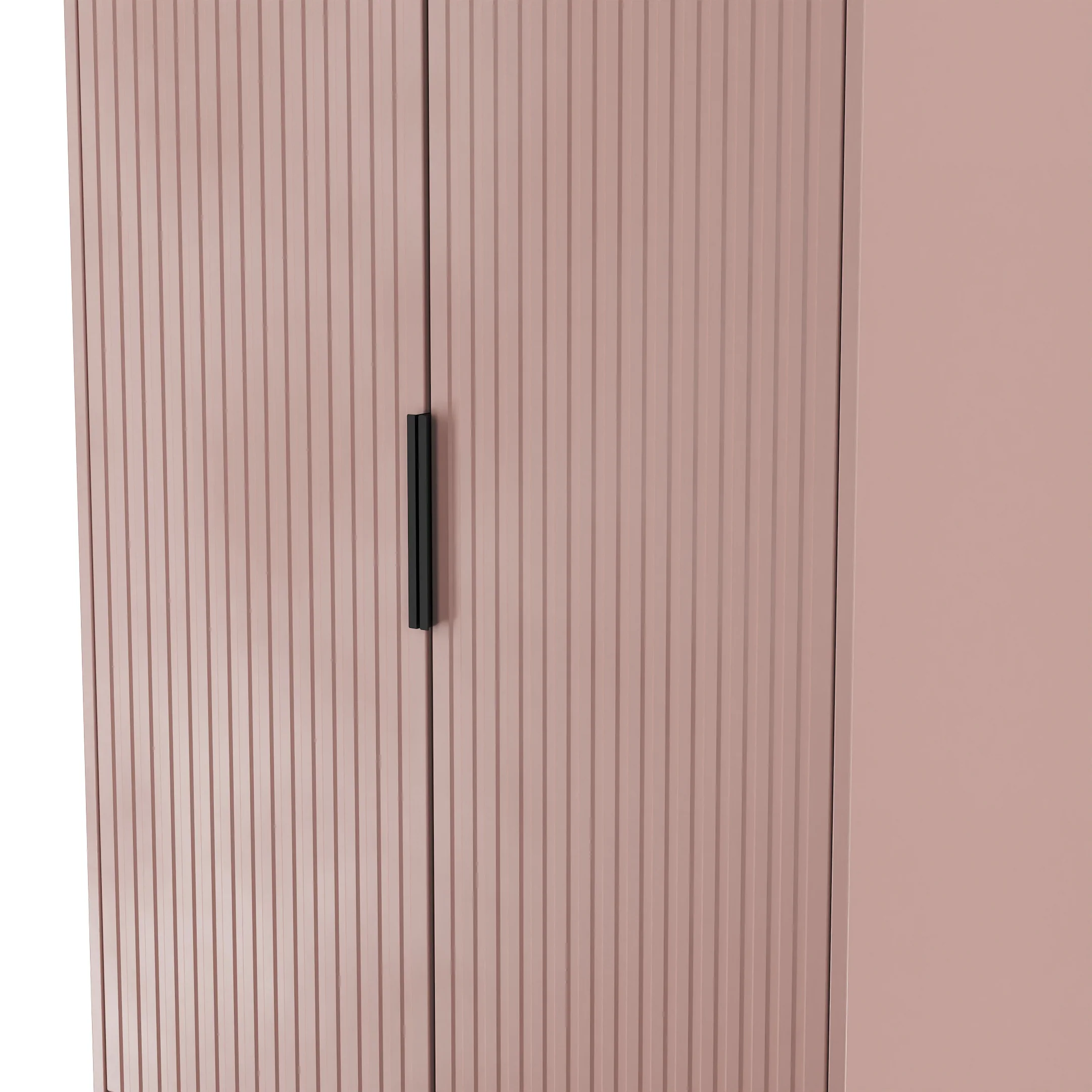 Fluted 2 Drawer Double Wardrobe in Kobe Pink - Ready Assembled - Image 5