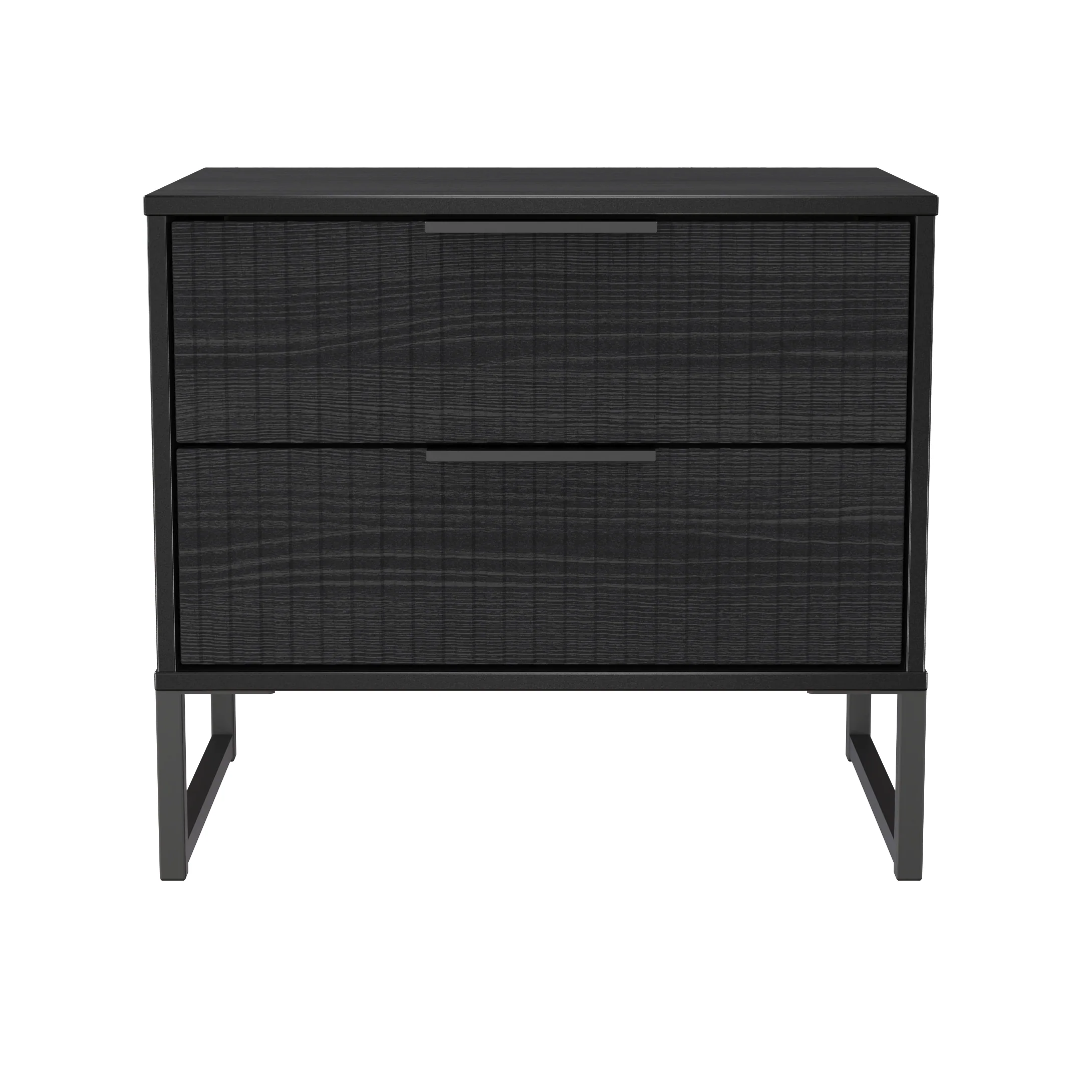 Fluted 2 Drawer Side Table in Black Ash - Ready Assembled - Image 2
