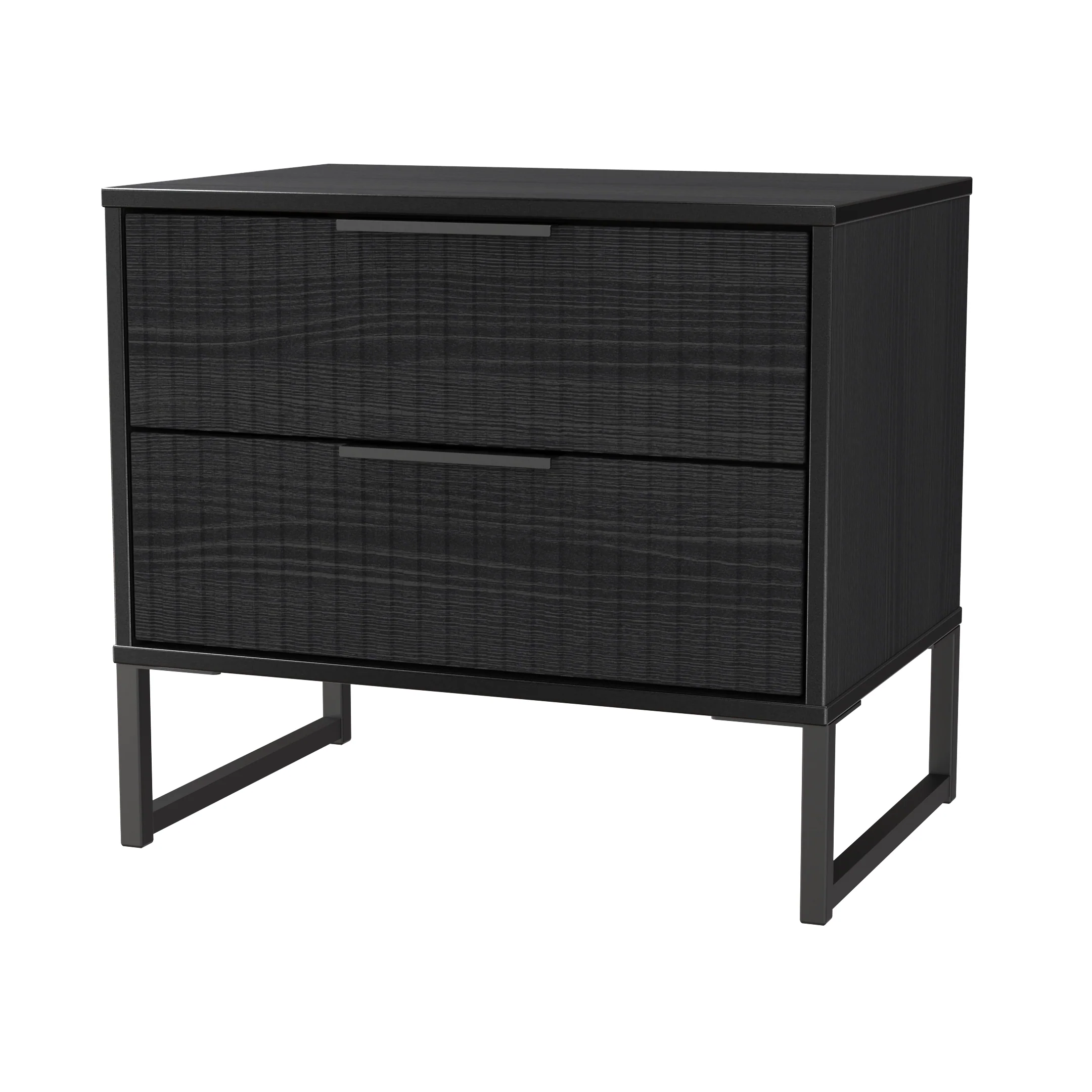 Fluted 2 Drawer Side Table in Black Ash - Ready Assembled - Image 4