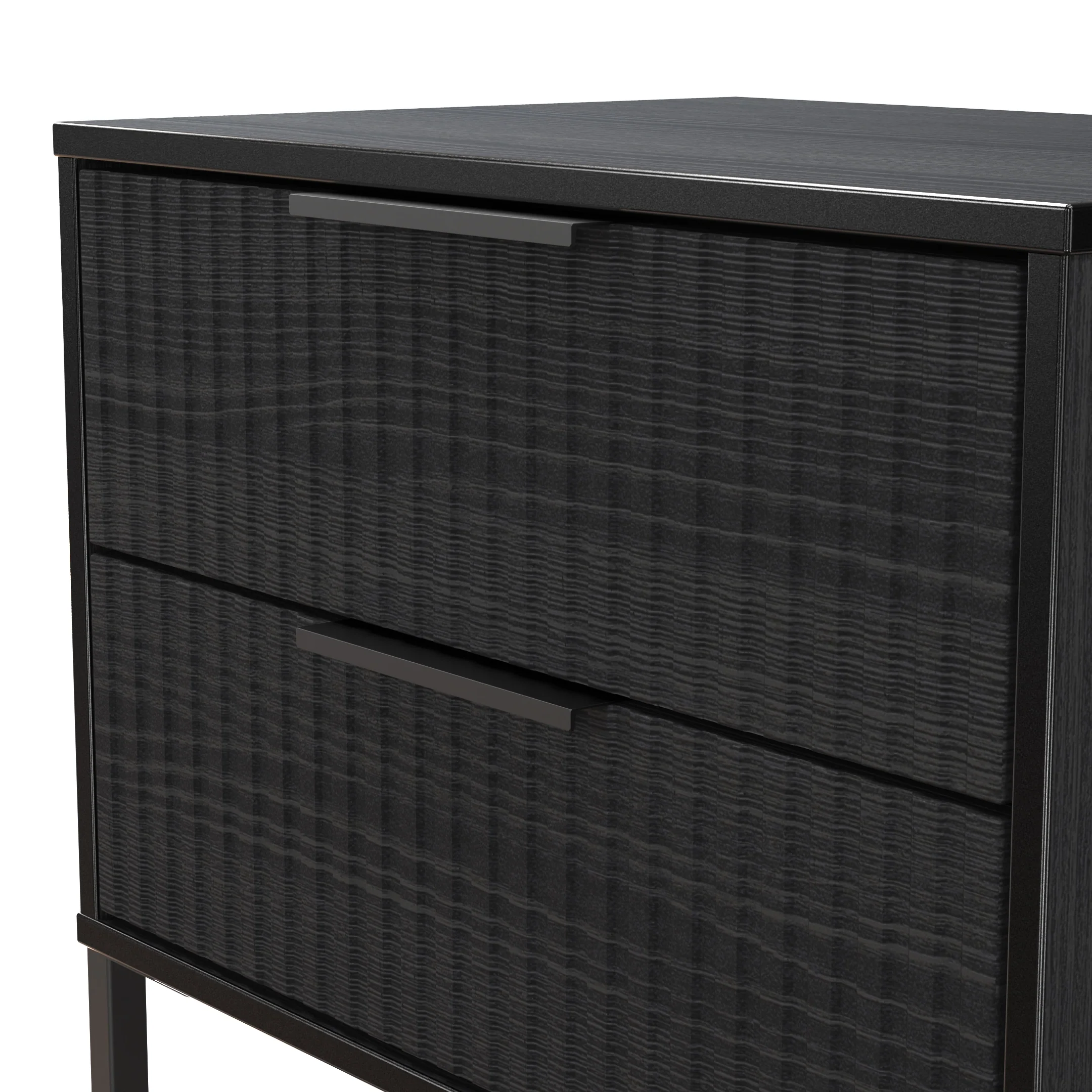 Fluted 2 Drawer Side Table in Black Ash - Ready Assembled - Image 5