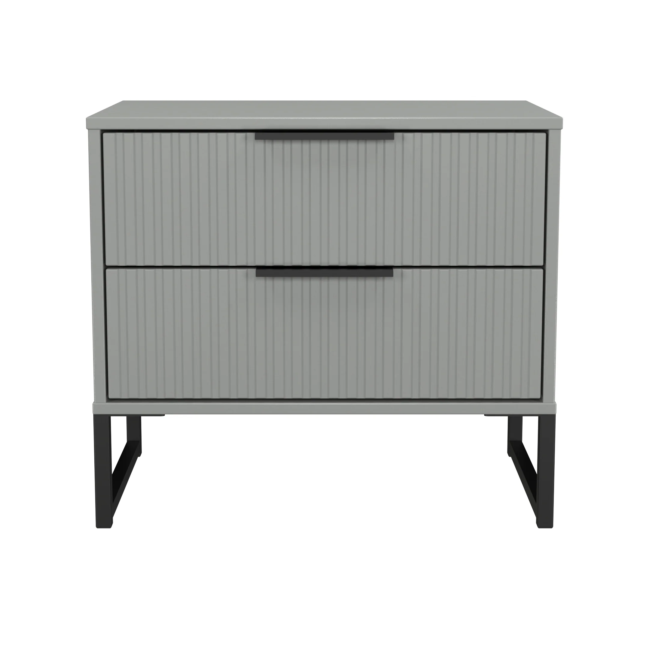 Fluted 2 Drawer Side Table in Dusk Grey - Ready Assembled - Image 2