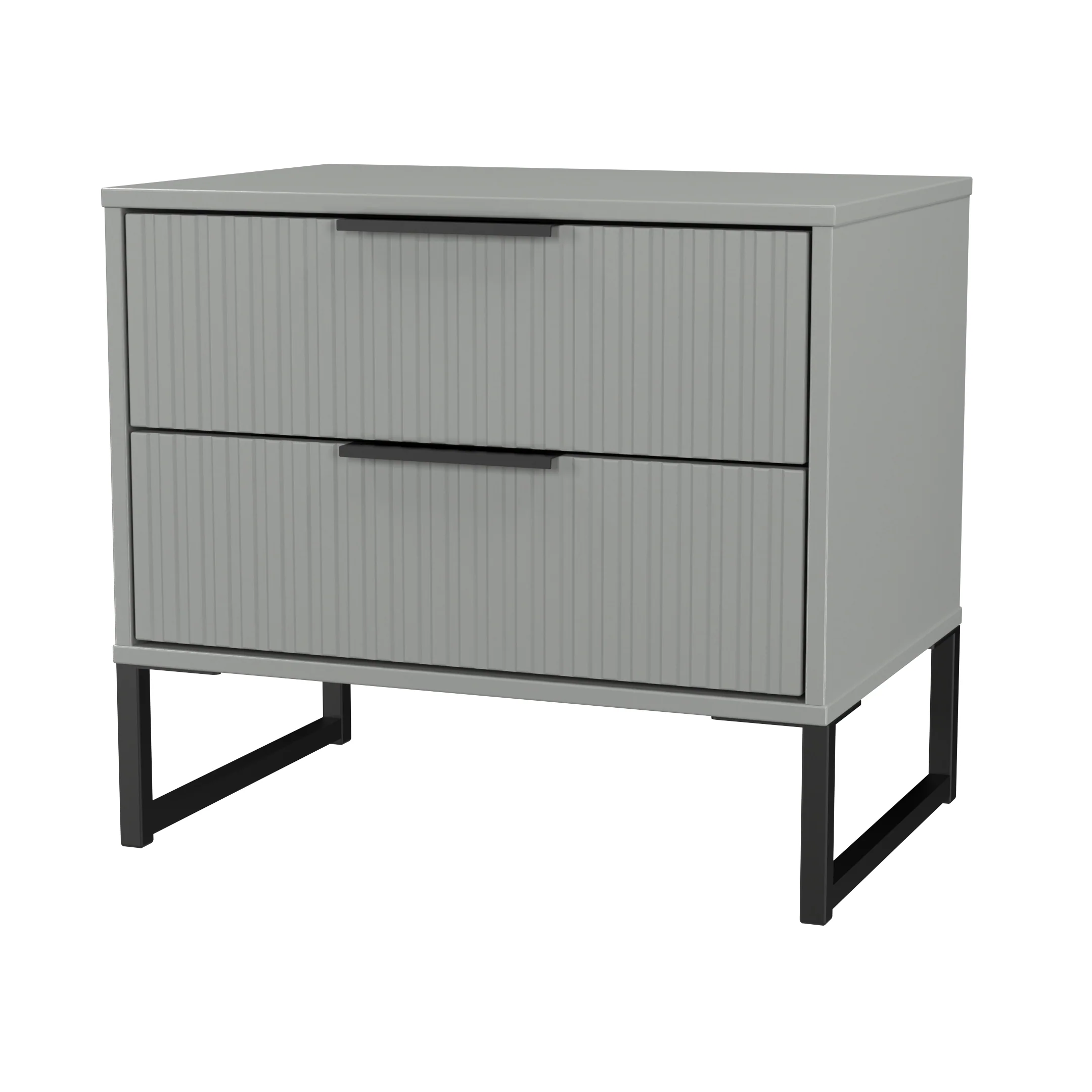 Fluted 2 Drawer Side Table in Dusk Grey - Ready Assembled - Image 4