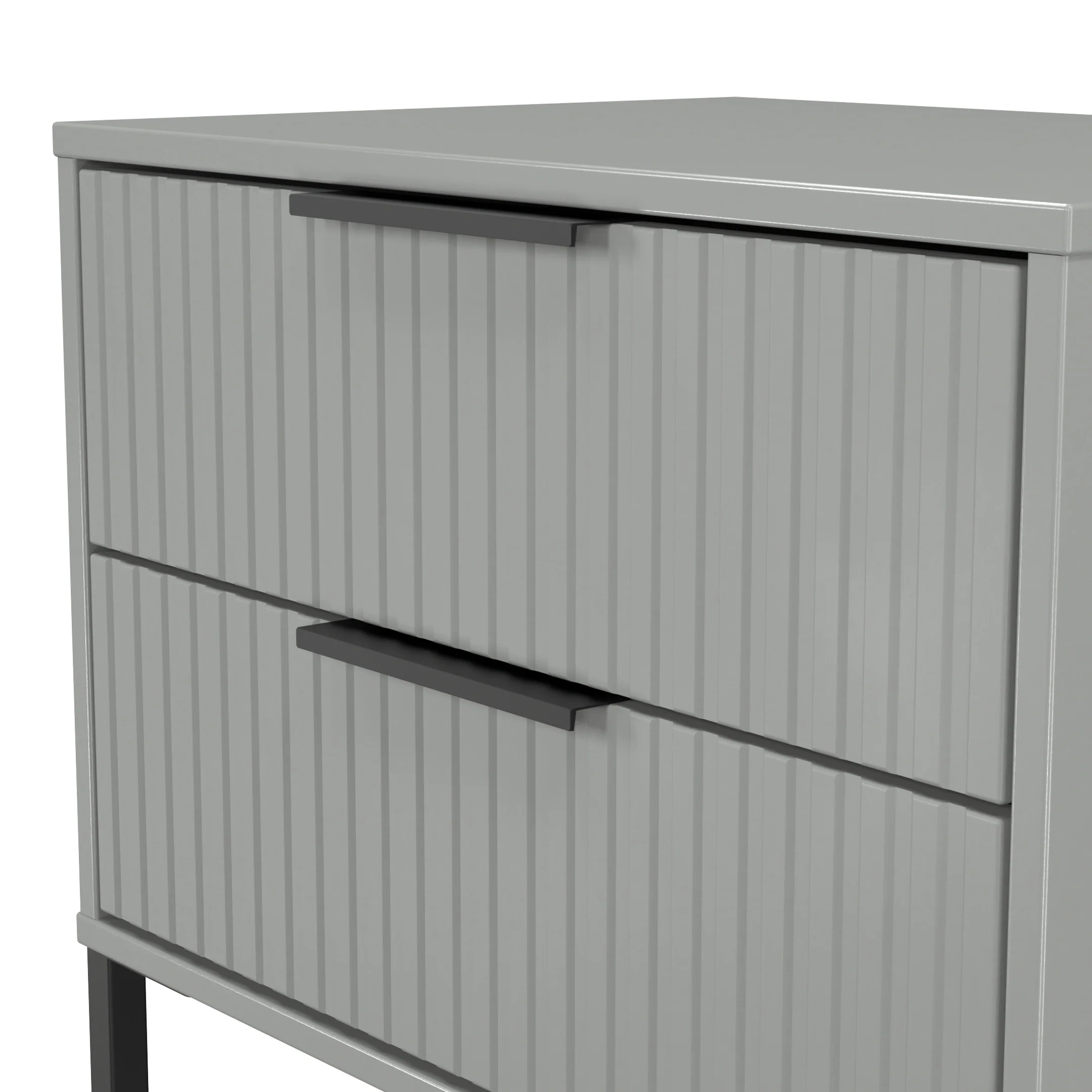 Fluted 2 Drawer Side Table in Dusk Grey - Ready Assembled - Image 5