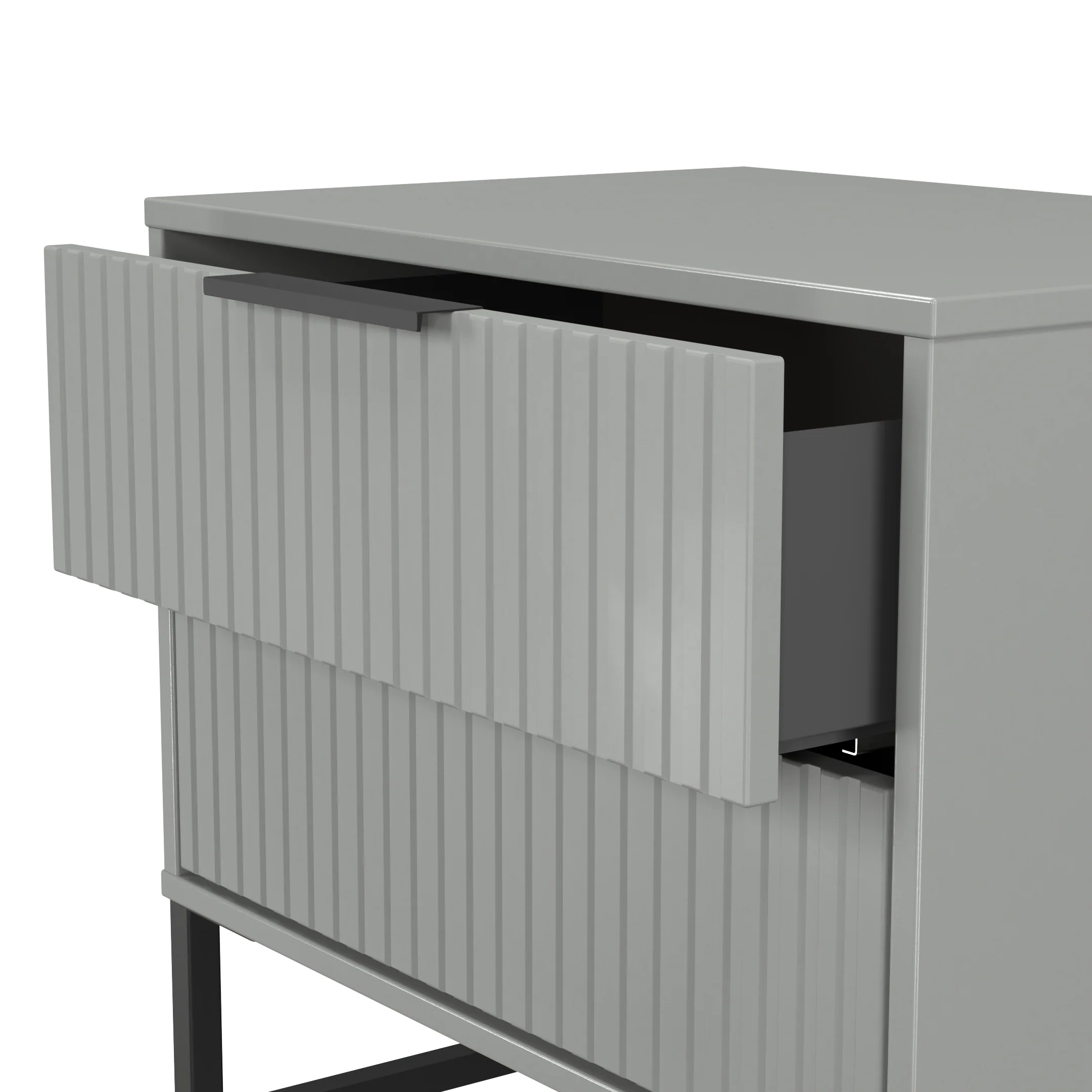 Fluted 2 Drawer Side Table in Dusk Grey - Ready Assembled - Image 6
