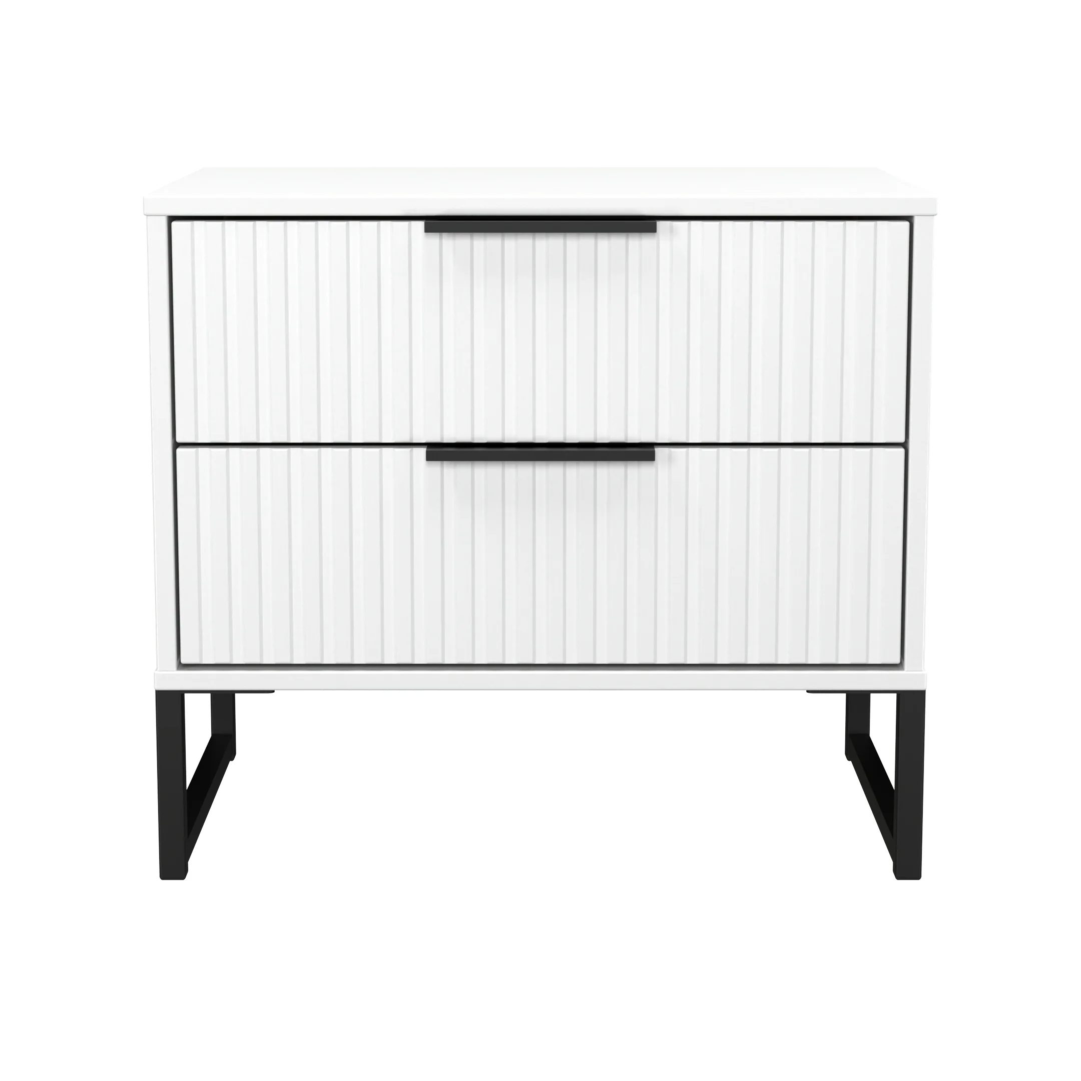Fluted 2 Drawer Side Table in White Matt - Ready Assembled - Image 2