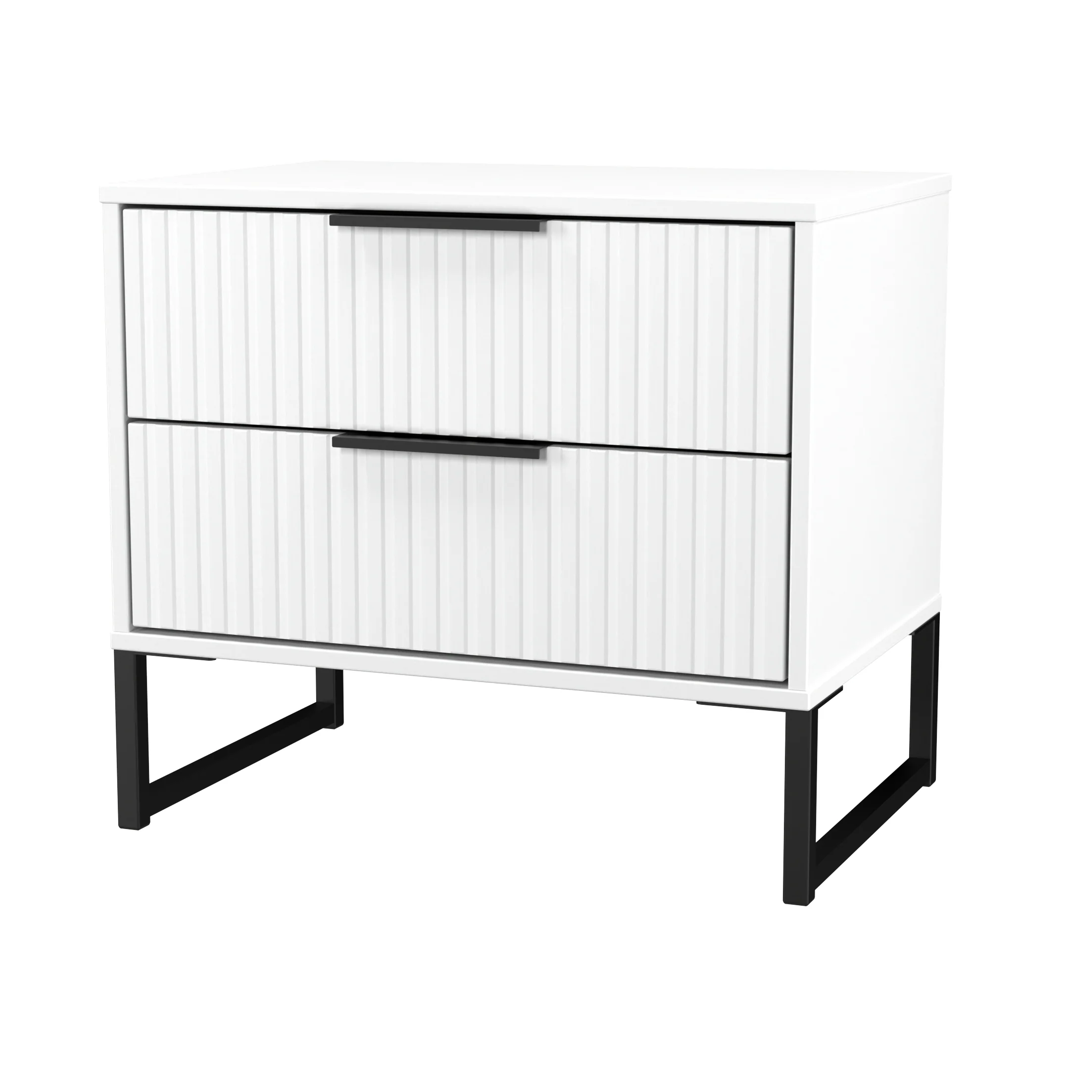 Fluted 2 Drawer Side Table in White Matt - Ready Assembled - Image 4