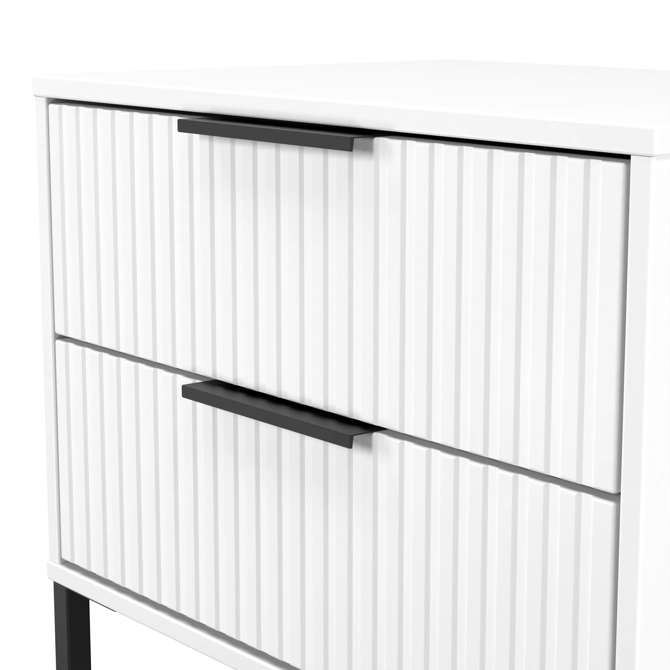 Fluted 2 Drawer Side Table in White Matt - Ready Assembled - Image 5