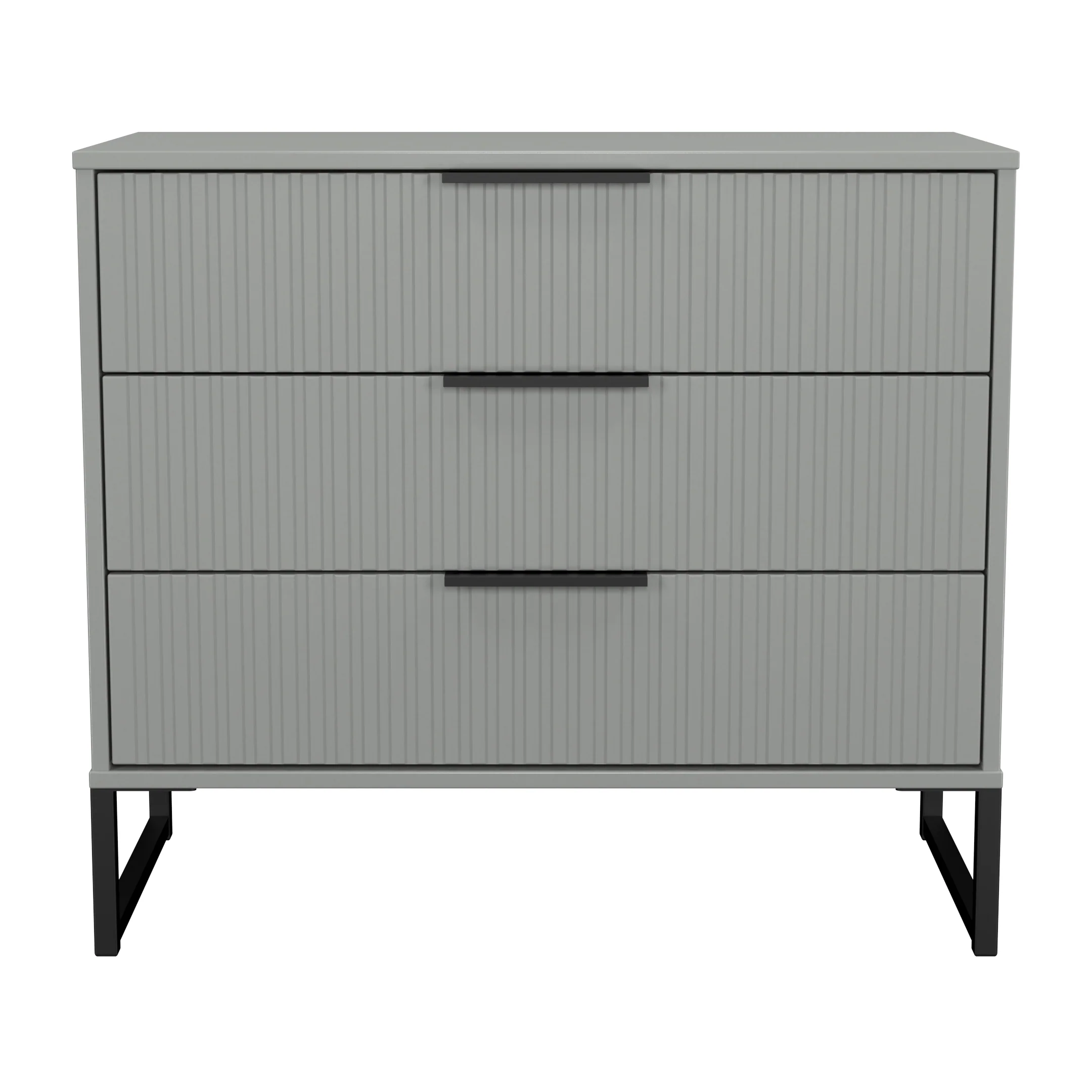 Fluted 3 Drawer Chest in Dusk Grey - Ready Assembled - Image 2