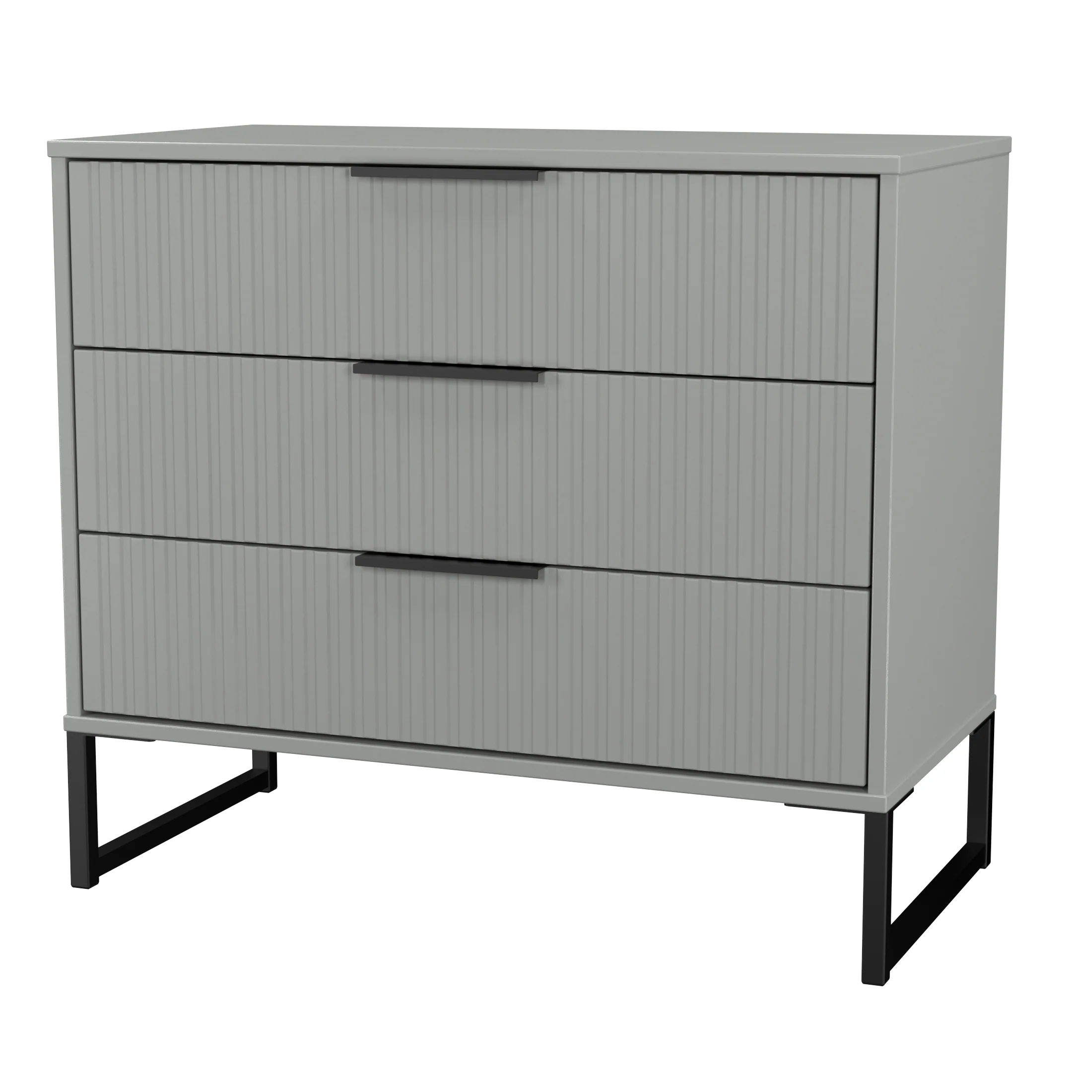 Fluted 3 Drawer Chest in Dusk Grey - Ready Assembled - Image 4