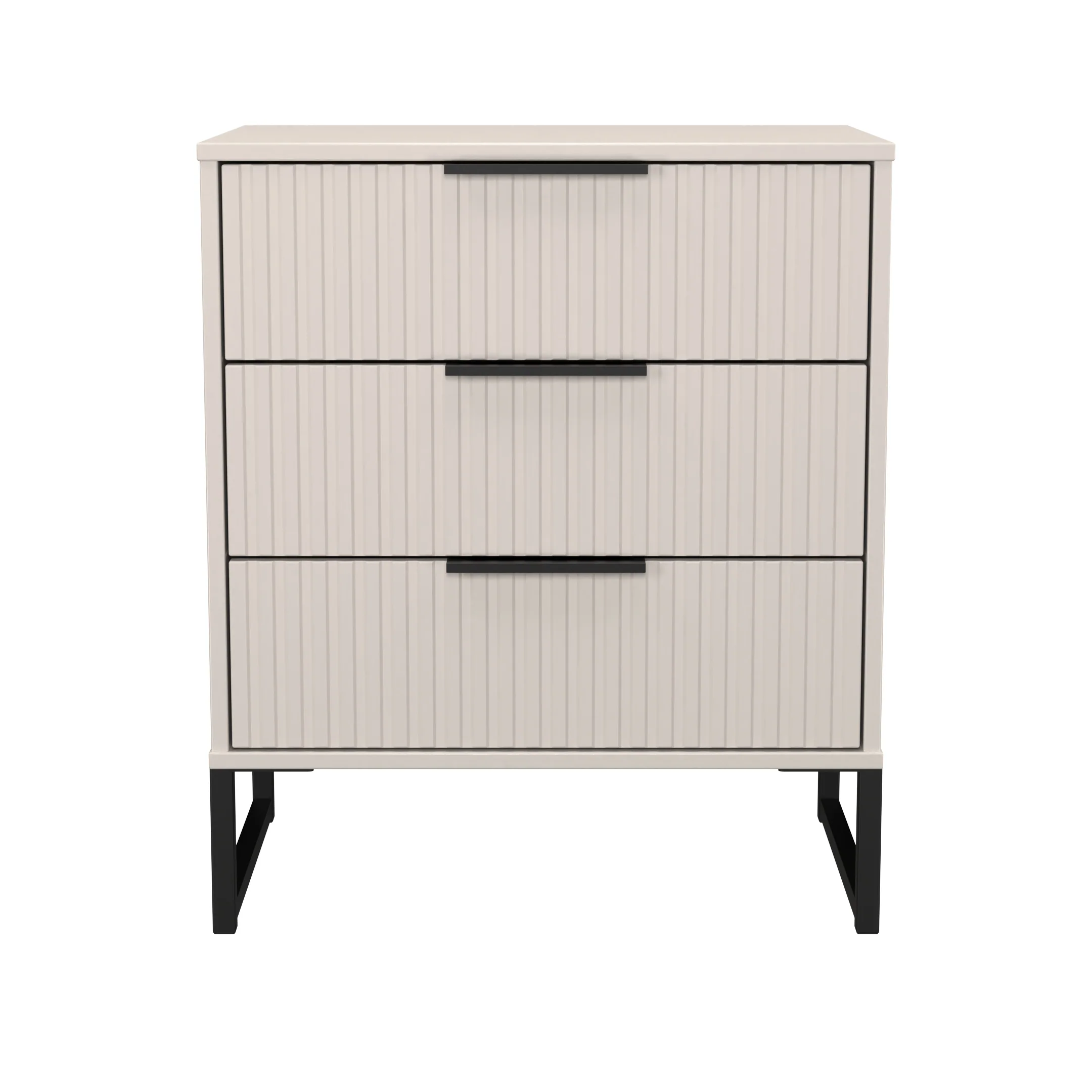Fluted 3 Drawer Chest in Kashmir Matt - Ready Assembled