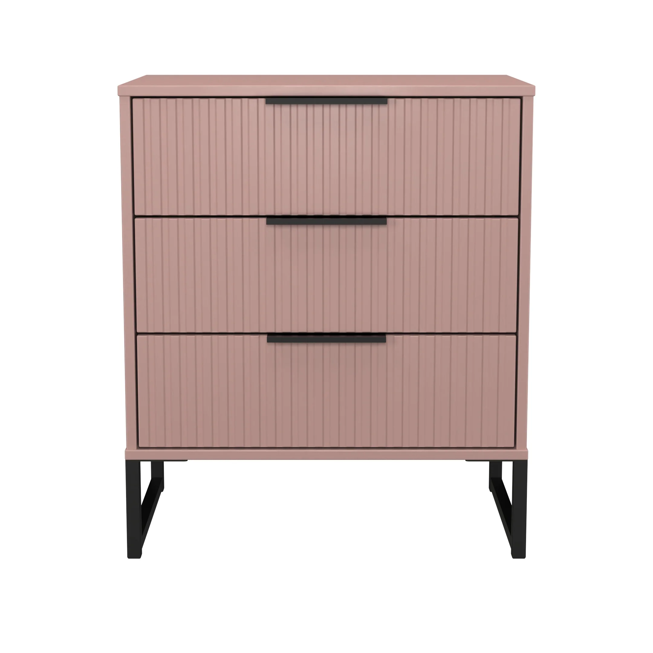 Fluted 3 Drawer Chest in Kobe Pink - Ready Assembled - Image 2