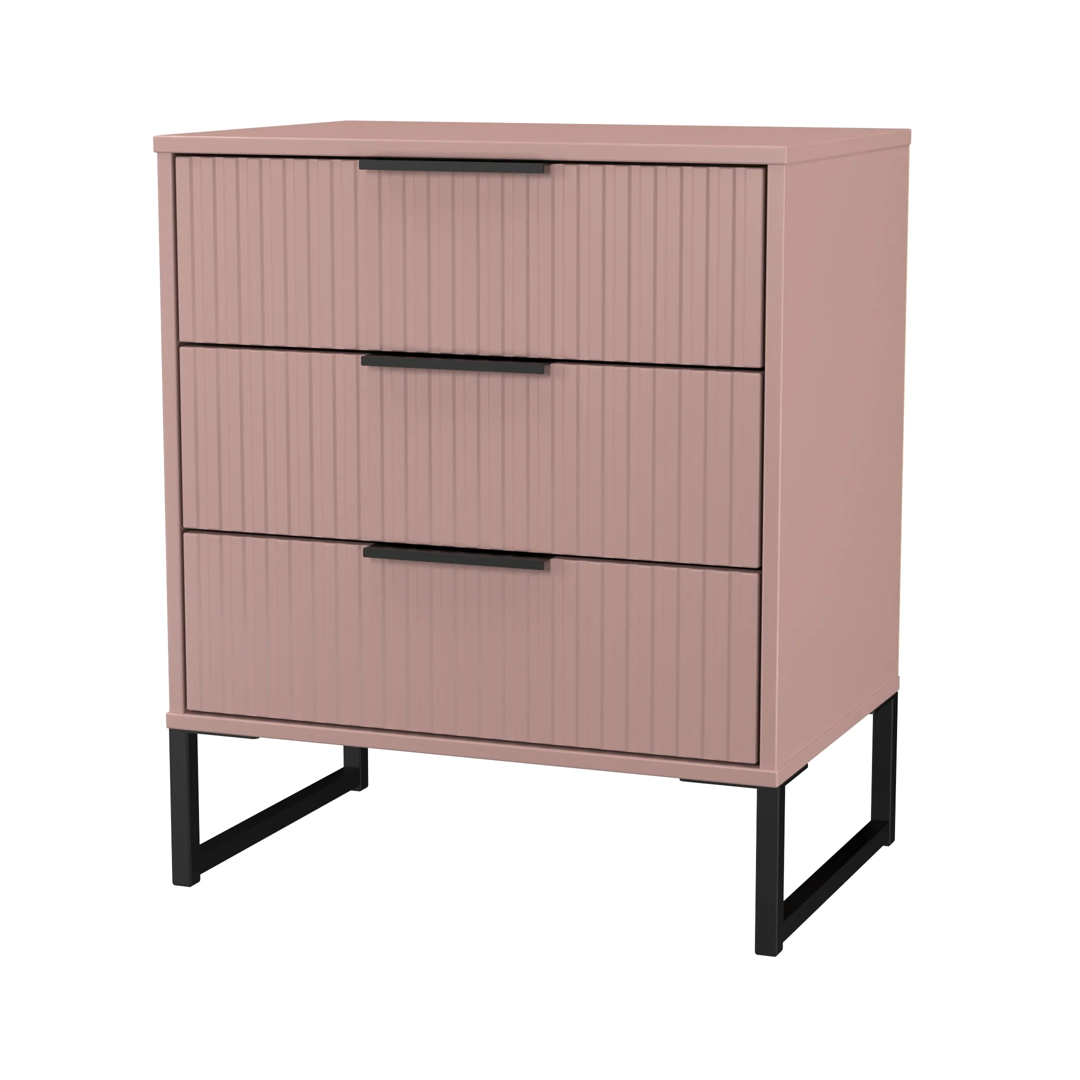 Fluted 3 Drawer Chest in Kobe Pink - Ready Assembled - Image 4