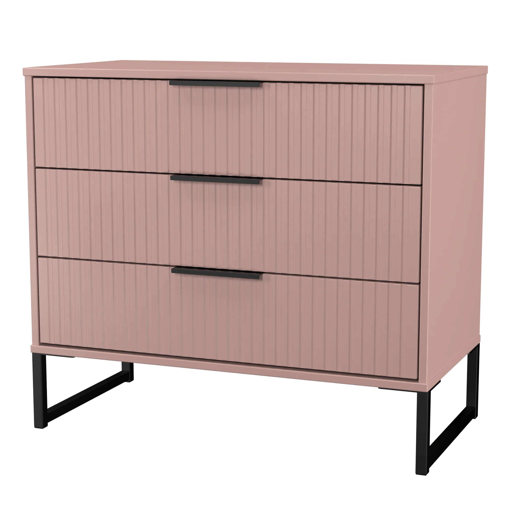 Fluted 3 Drawer Chest in Kobe Pink - Ready Assembled - Image 4